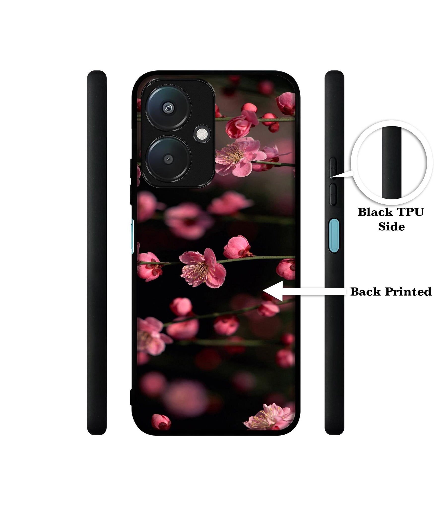 Pink Flowers Design Designer 2D Printed Back Case Cover for Mi Redmi 13C 5G / Poco M6 5G