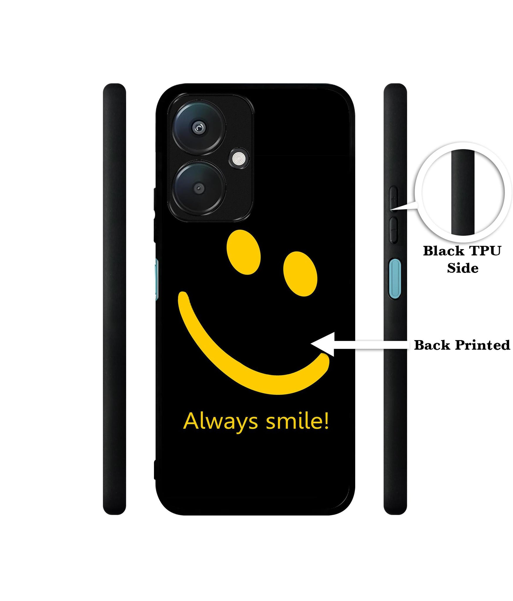 Always Smile Quote Design Designer 2D Printed Back Case Cover for Mi Redmi 13C 5G / Poco M6 5G