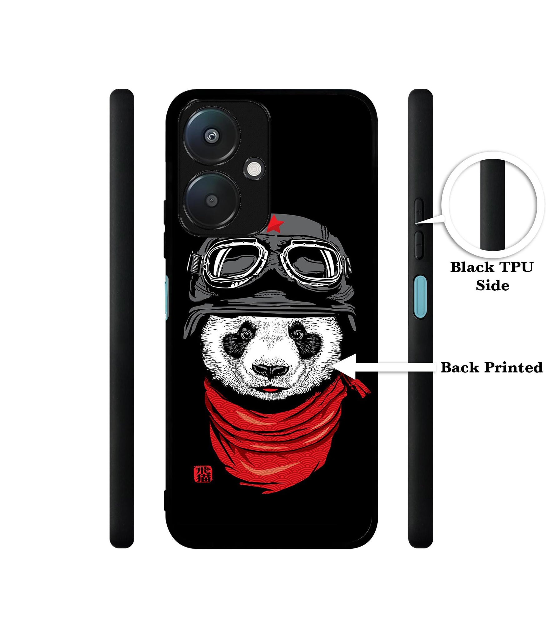 Biker Panda Design Designer 2D Printed Back Case Cover for Mi Redmi 13C 5G / Poco M6 5G