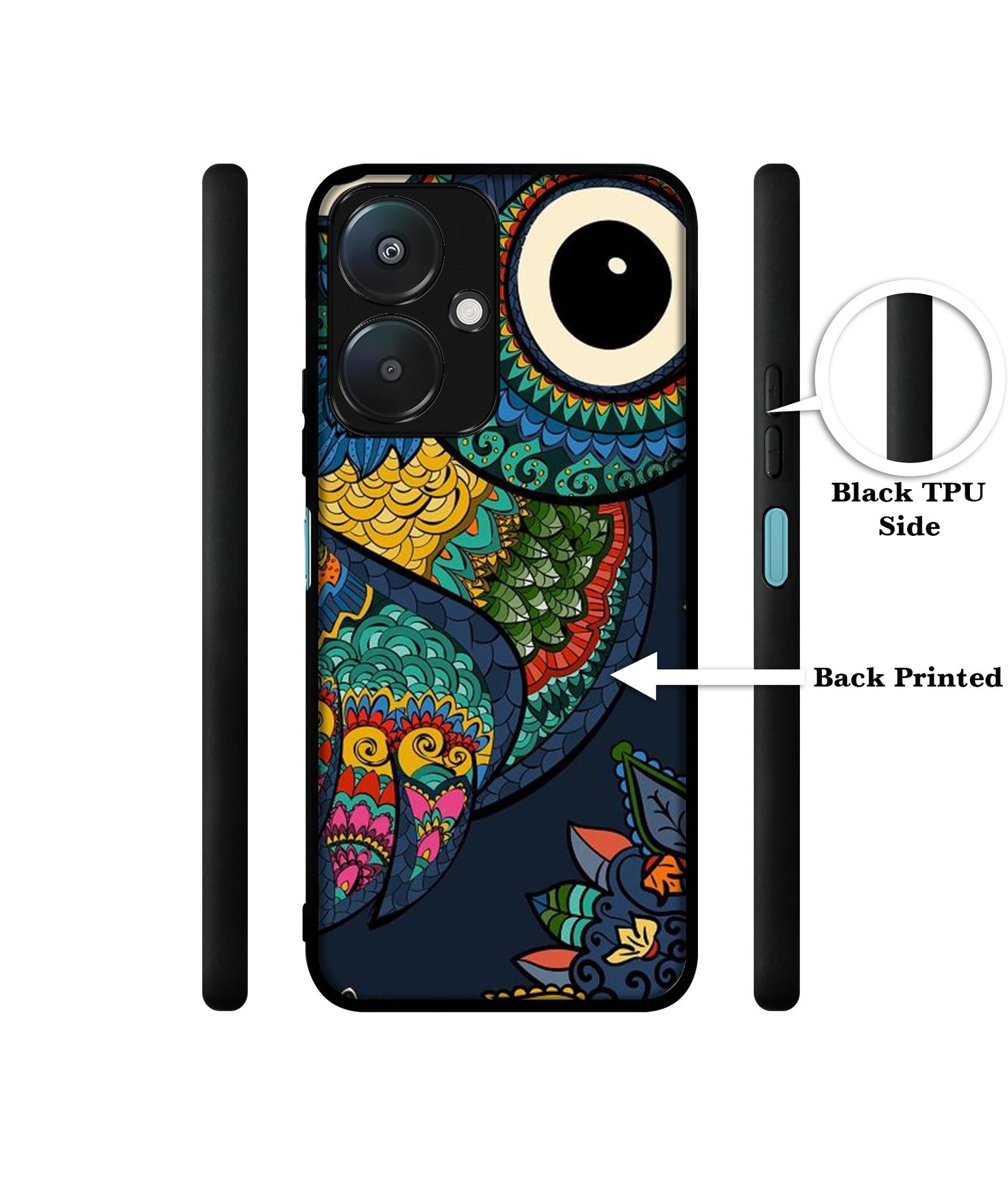 Owl Illustration Design Designer 2D Printed Back Case Cover for Mi Redmi 13C 5G / Poco M6 5G