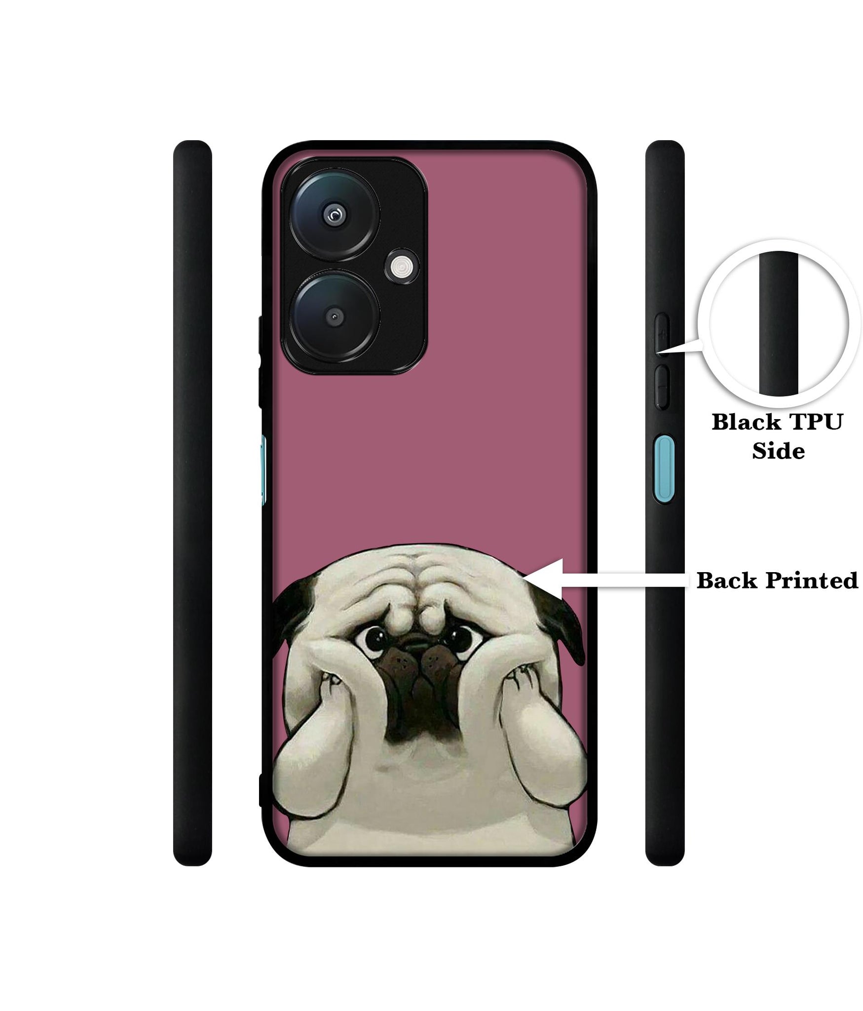 Cute Pug Holding Big Cheeks Design Designer 2D Printed Back Case Cover for Mi Redmi 13C 5G / Poco M6 5G
