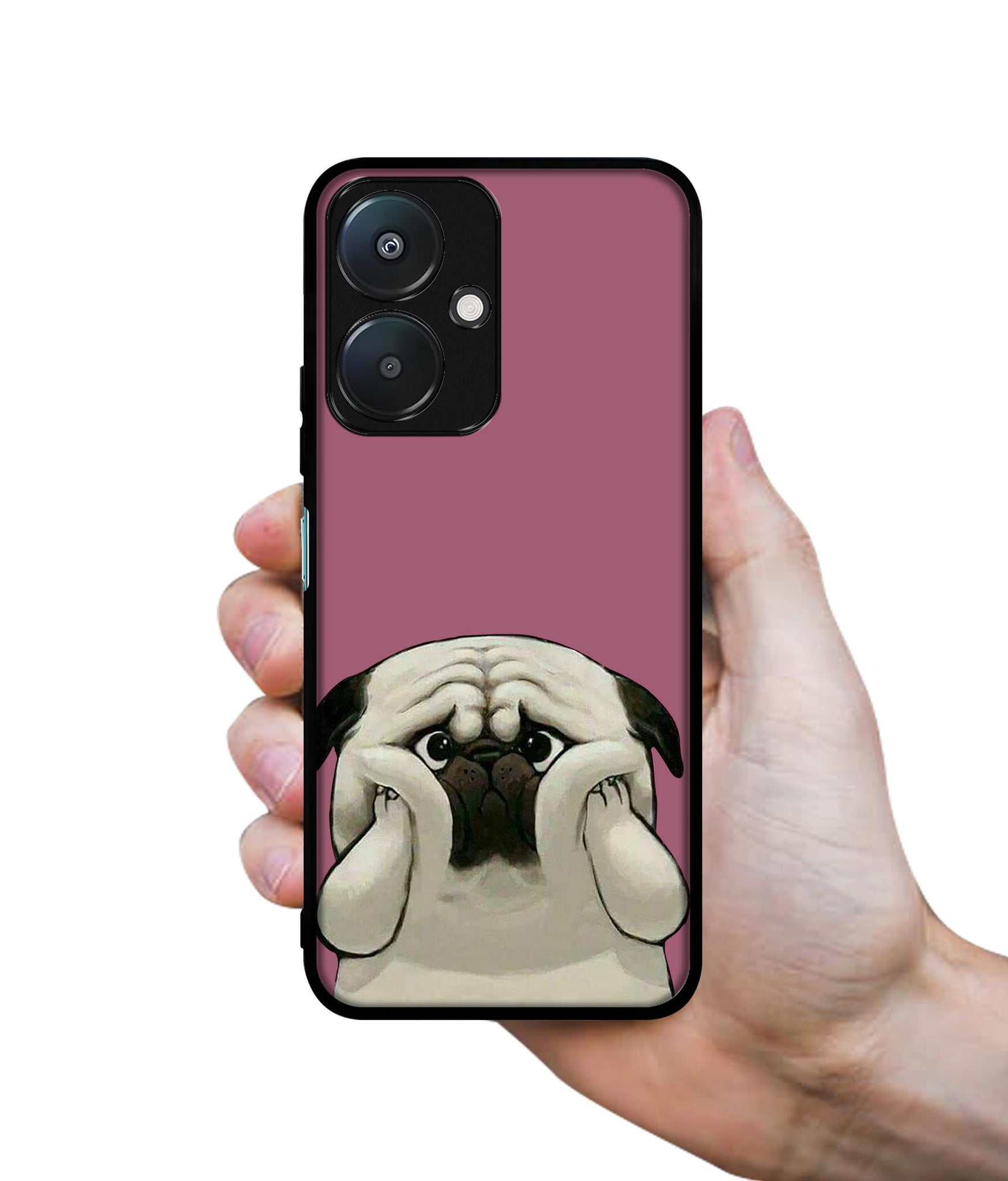 Cute Pug Holding Big Cheeks Design Designer 2D Printed Back Case Cover for Mi Redmi 13C 5G / Poco M6 5G