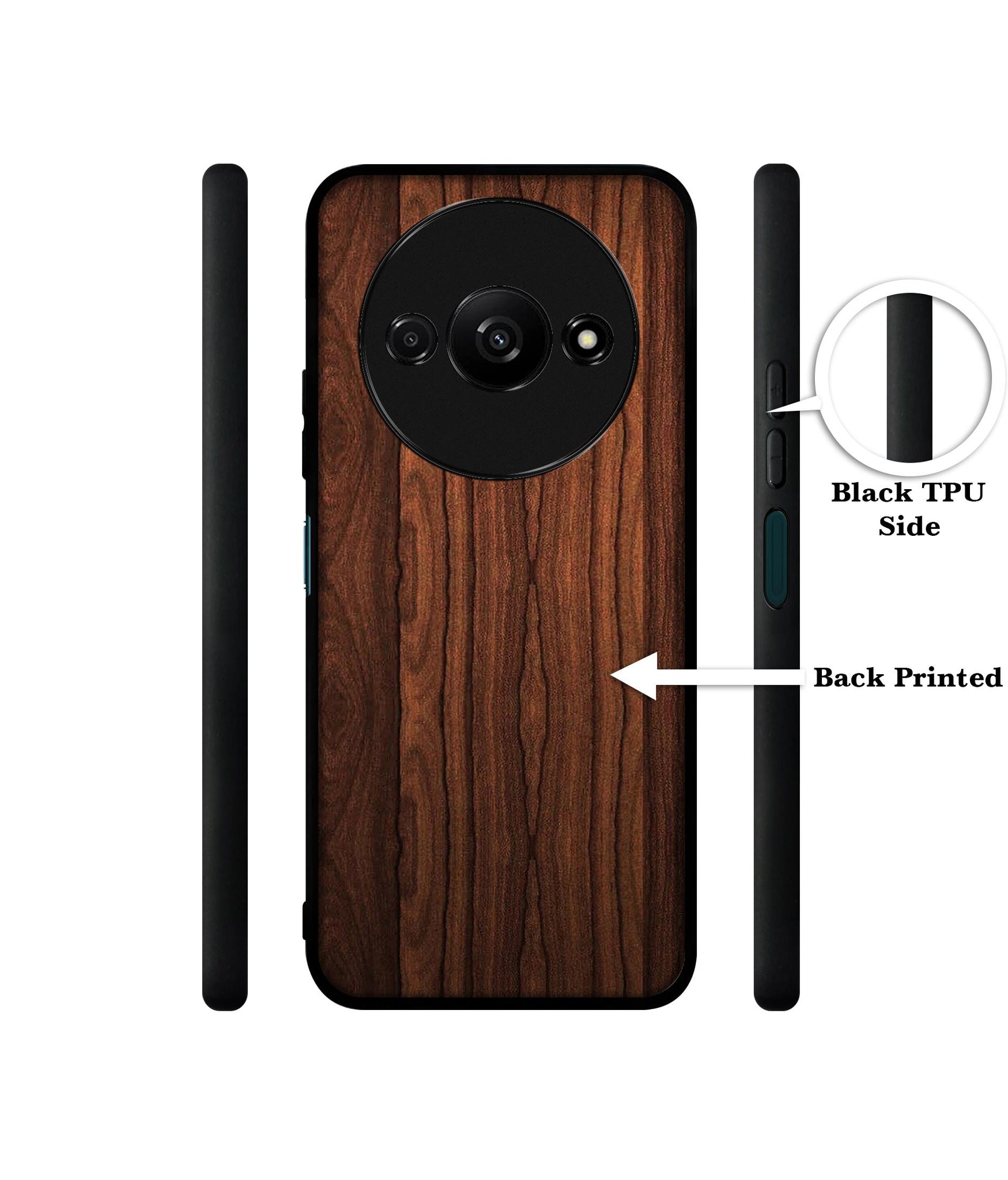 Brown Wooden Texture Design Designer 2D Printed Back Case Cover for Mi Redmi A3 4G / Poco C61 4G