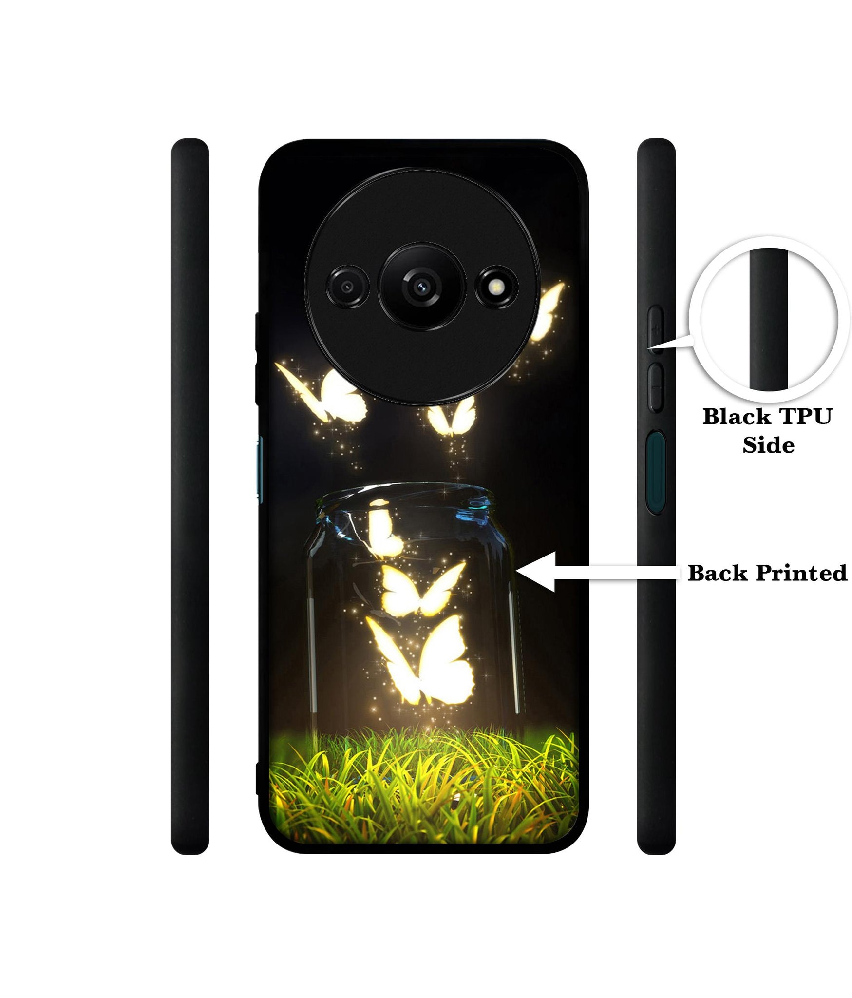 Butterfly Design Designer 2D Printed Back Case Cover for Mi Redmi A3 4G / Poco C61 4G