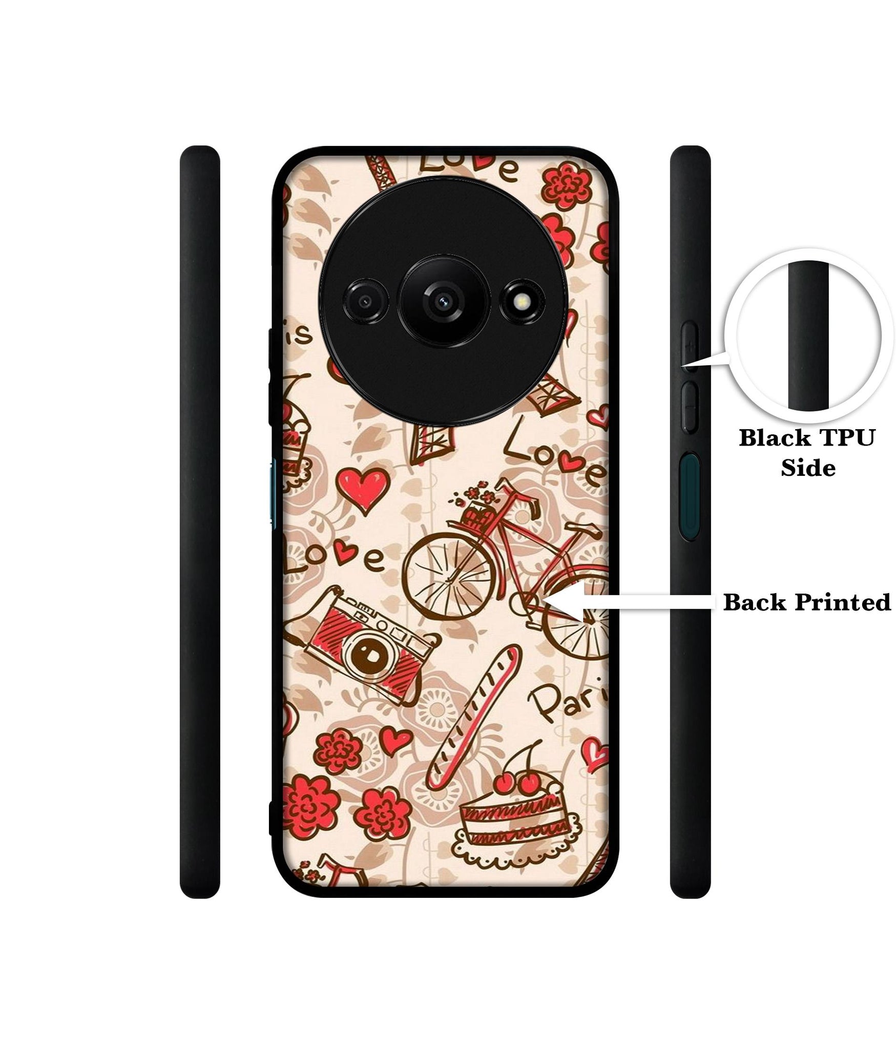 Vintage Paris Design Designer 2D Printed Back Case Cover for Mi Redmi A3 4G / Poco C61 4G