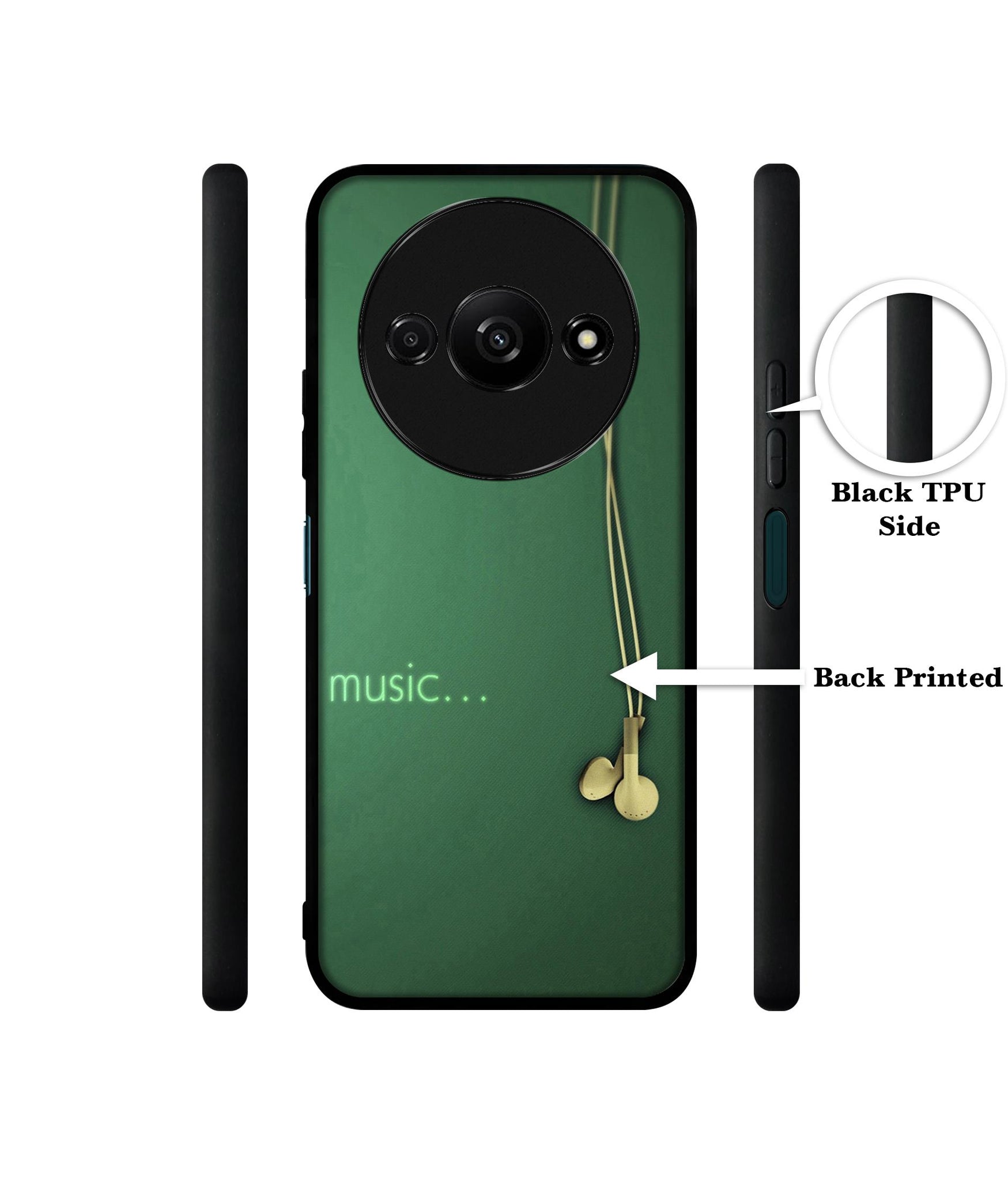 Headphone Music Design Designer 2D Printed Back Case Cover for Mi Redmi A3 4G / Poco C61 4G