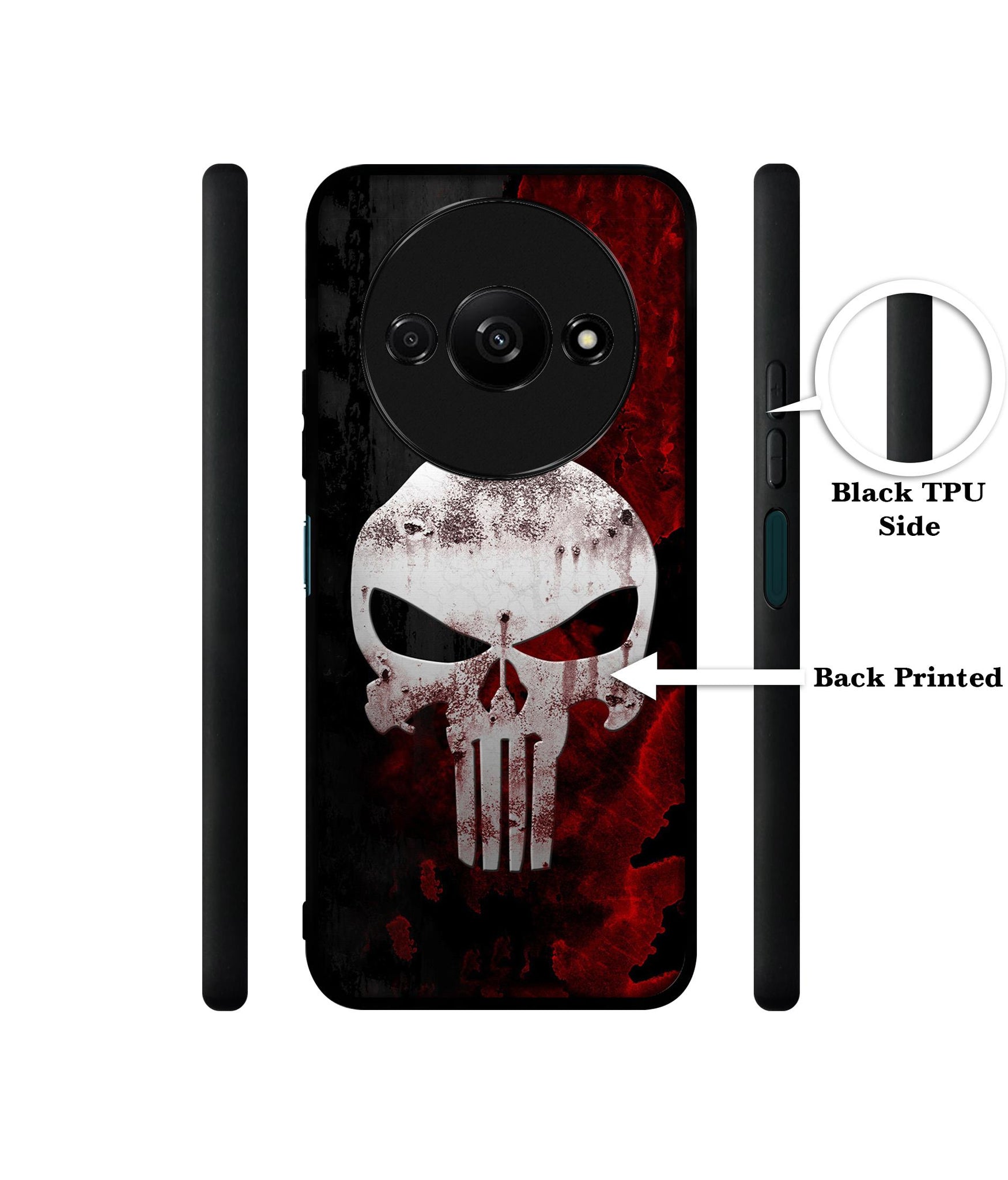 Punisher Skull Design Designer 2D Printed Back Case Cover for Mi Redmi A3 4G / Poco C61 4G