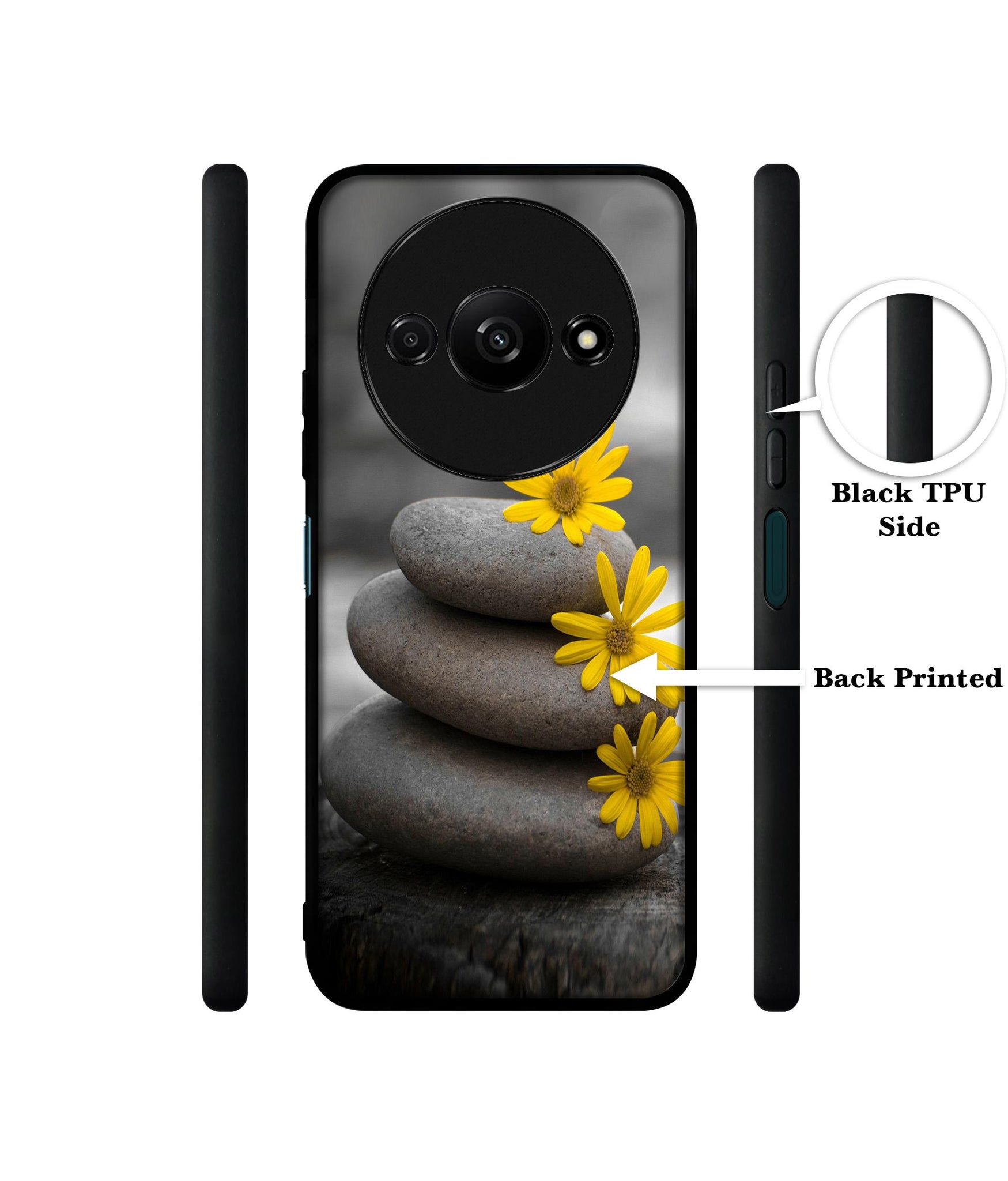 Stones And Flower Design Designer 2D Printed Back Case Cover for Mi Redmi A3 4G / Poco C61 4G