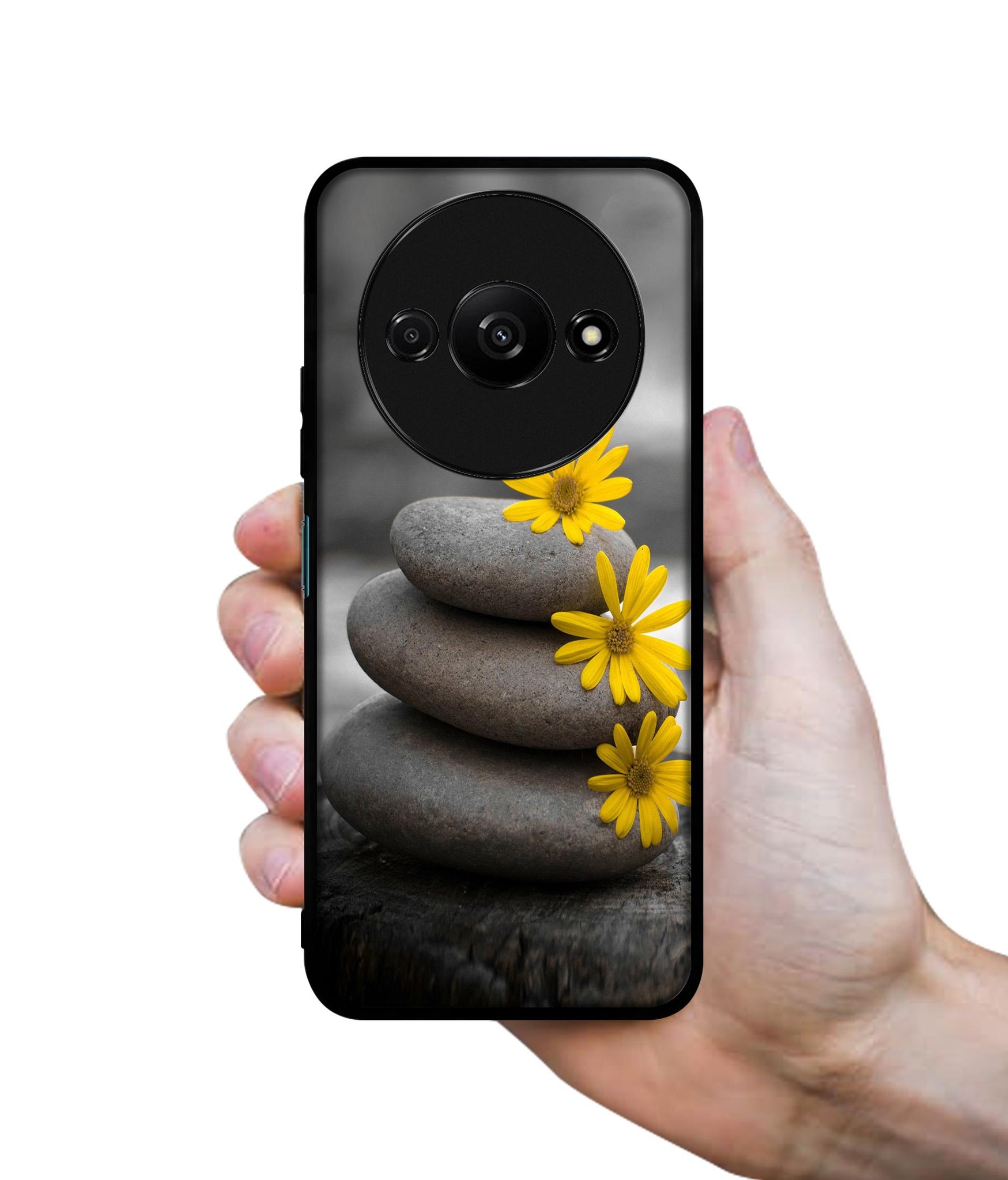 Stones And Flower Design Designer 2D Printed Back Case Cover for Mi Redmi A3 4G / Poco C61 4G