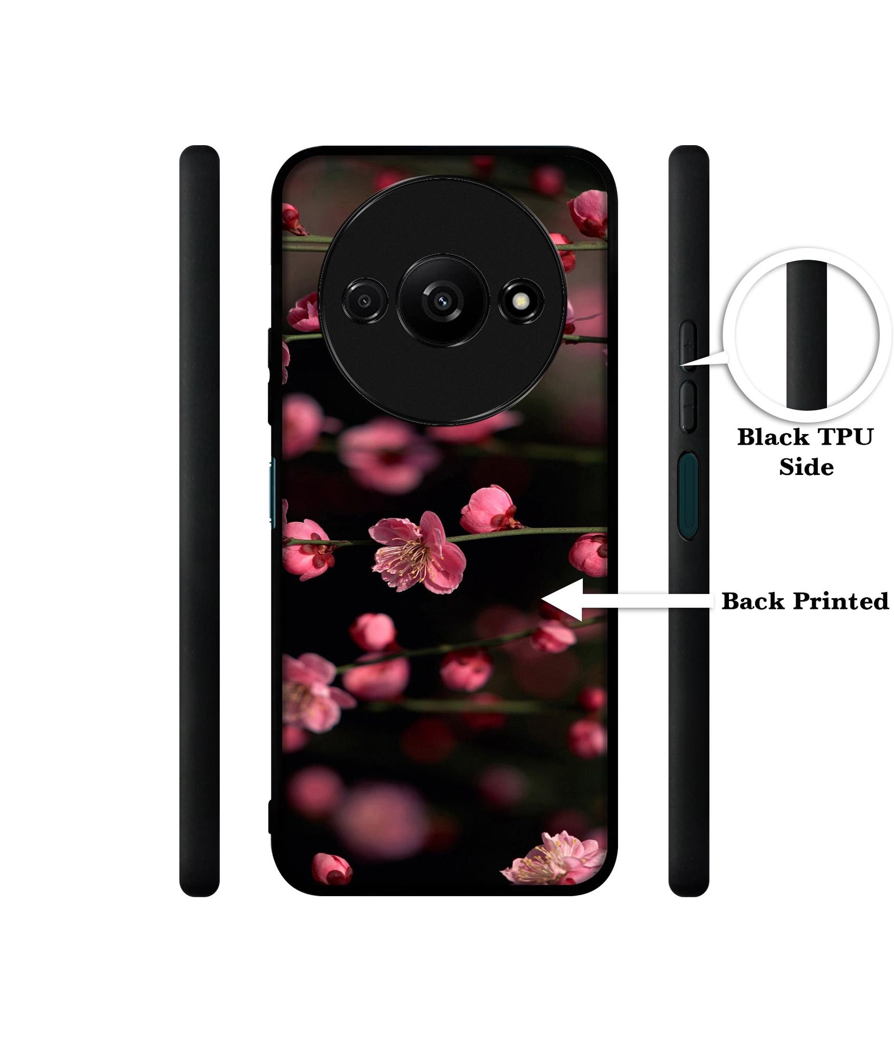Pink Flowers Design Designer 2D Printed Back Case Cover for Mi Redmi A3 4G / Poco C61 4G