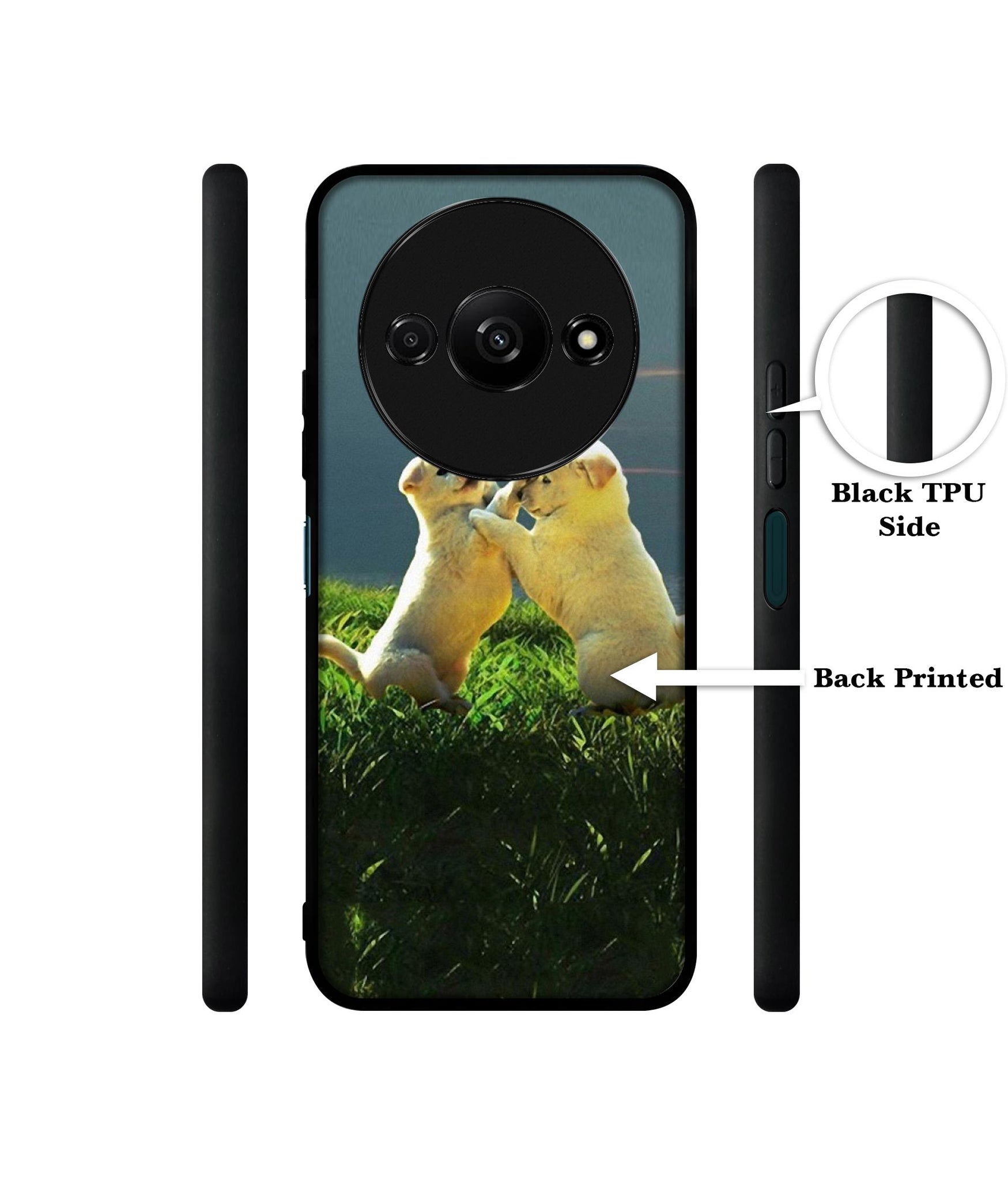 Puppy Couple Sunset Design Designer 2D Printed Back Case Cover for Mi Redmi A3 4G / Poco C61 4G