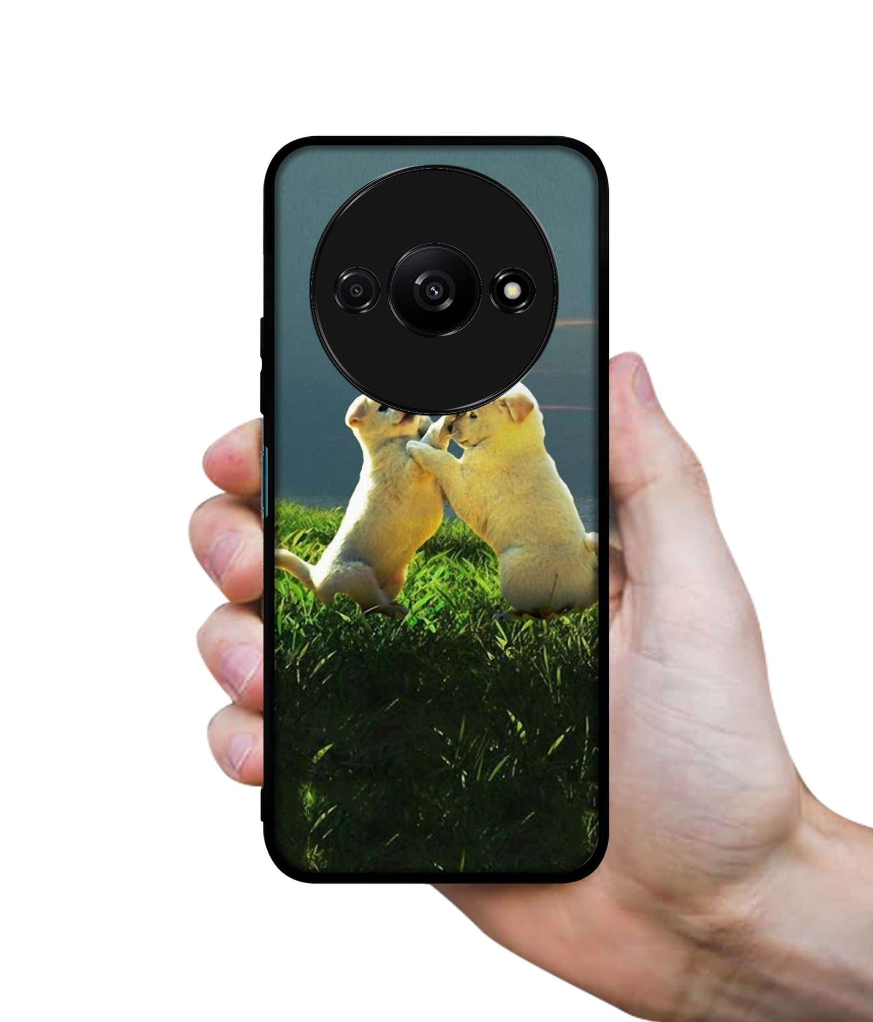 Puppy Couple Sunset Design Designer 2D Printed Back Case Cover for Mi Redmi A3 4G / Poco C61 4G