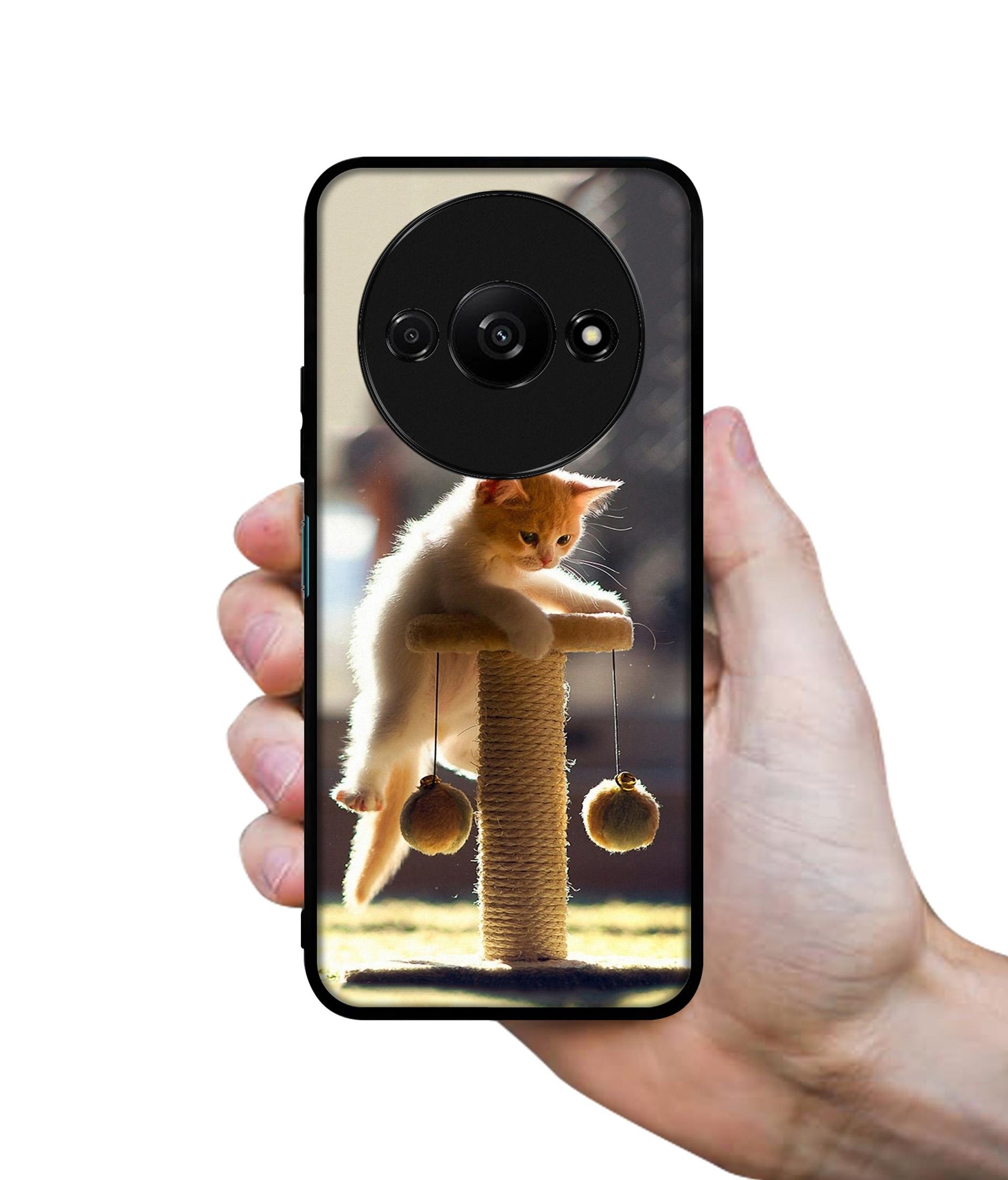 Cat Climbing Design Designer 2D Printed Back Case Cover for Mi Redmi A3 4G / Poco C61 4G