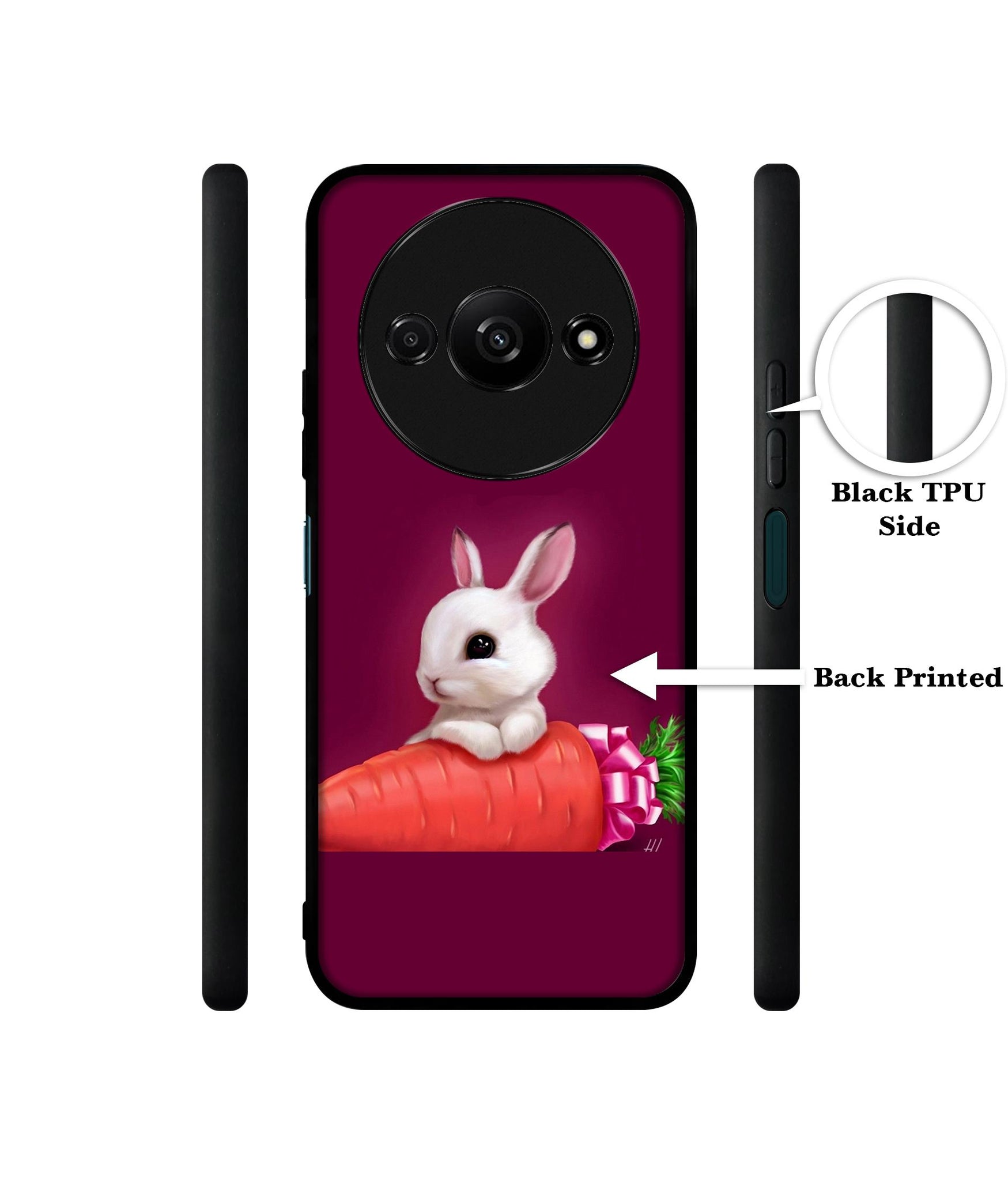 Bunny With Carrot Design Designer 2D Printed Back Case Cover for Mi Redmi A3 4G / Poco C61 4G