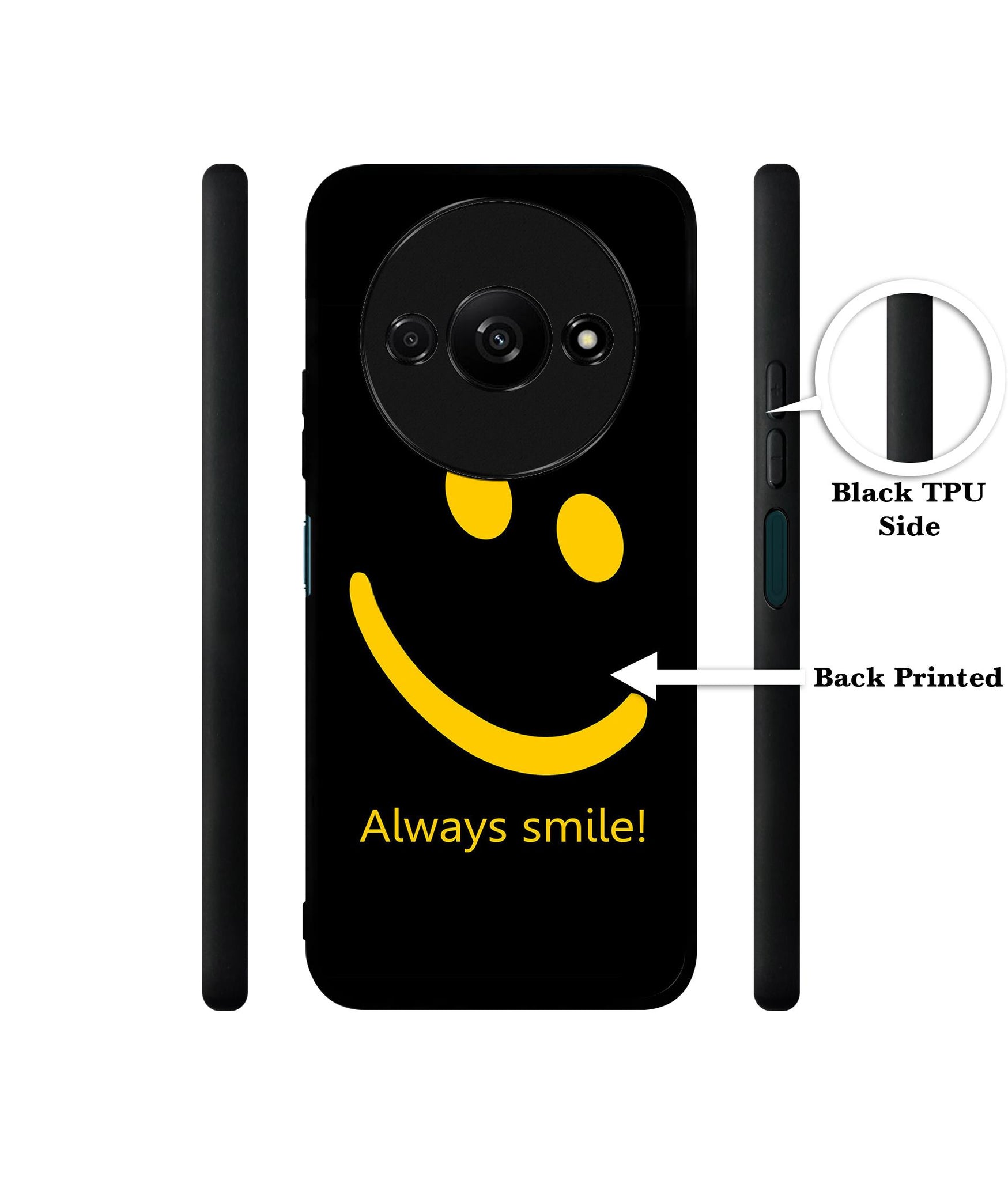 Always Smile Quote Design Designer 2D Printed Back Case Cover for Mi Redmi A3 4G / Poco C61 4G