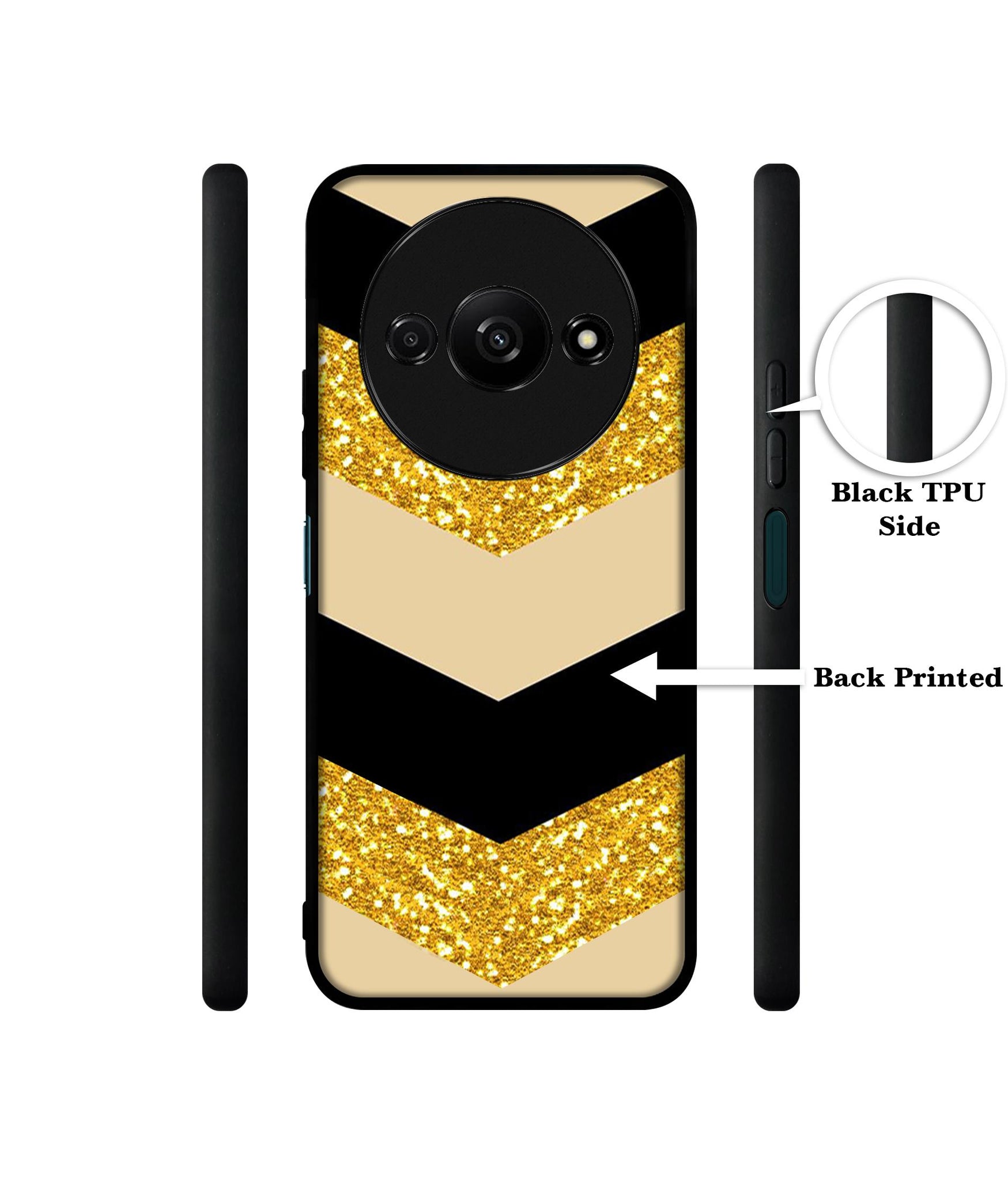 Black & Gold Design Designer 2D Printed Back Case Cover for Mi Redmi A3 4G / Poco C61 4G