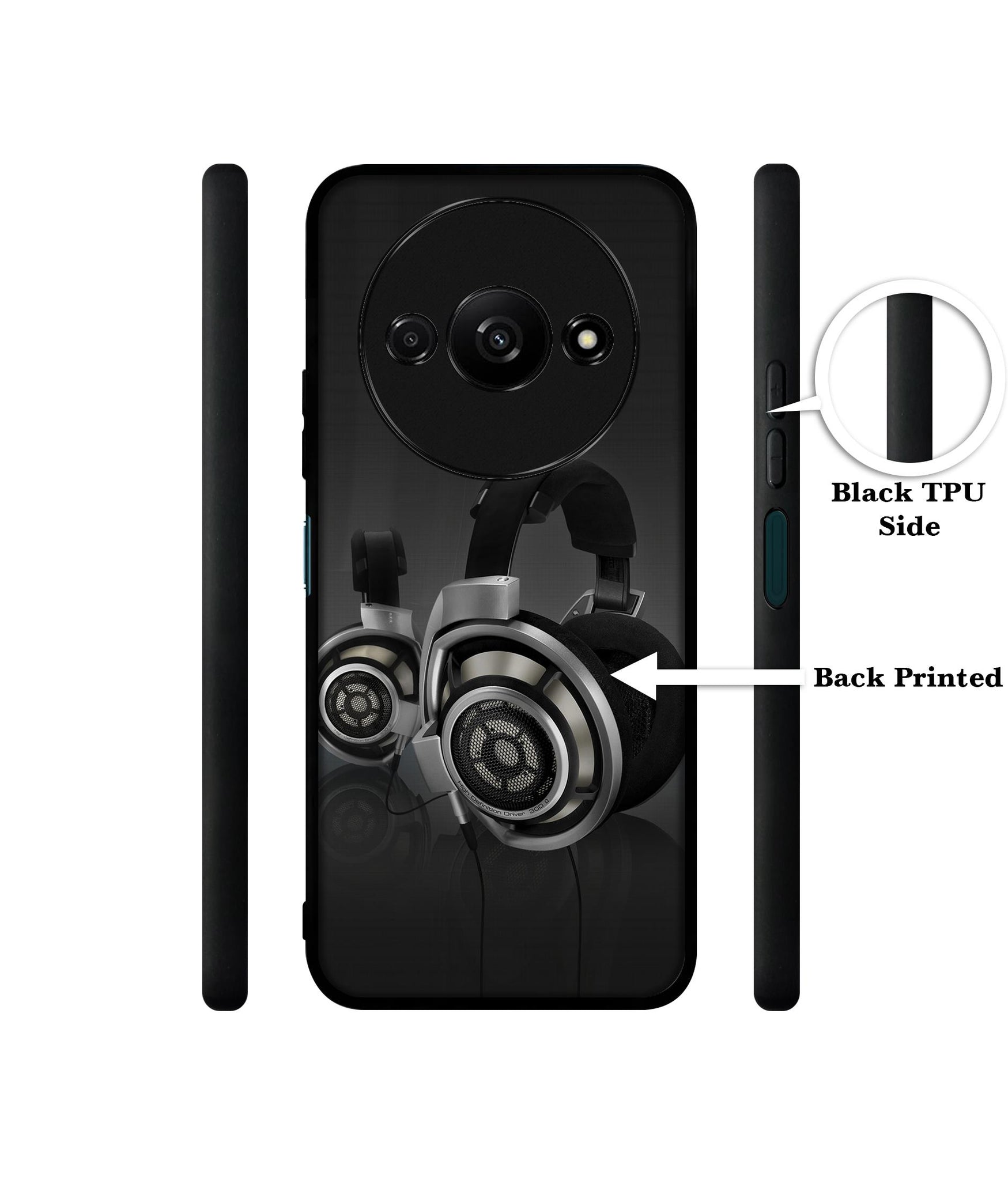 Head Phone Design Designer 2D Printed Back Case Cover for Mi Redmi A3 4G / Poco C61 4G