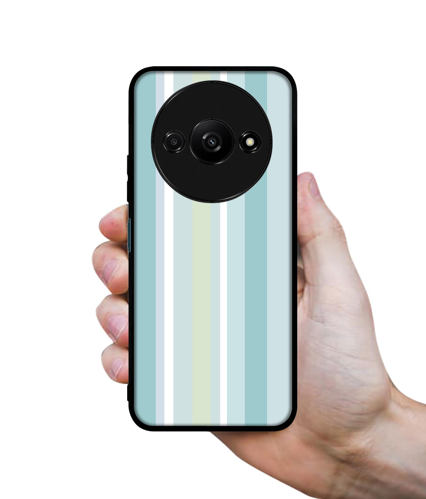 Light Green Stripes Design Designer 2D Printed Back Case Cover for Mi Redmi A3 4G / Poco C61 4G