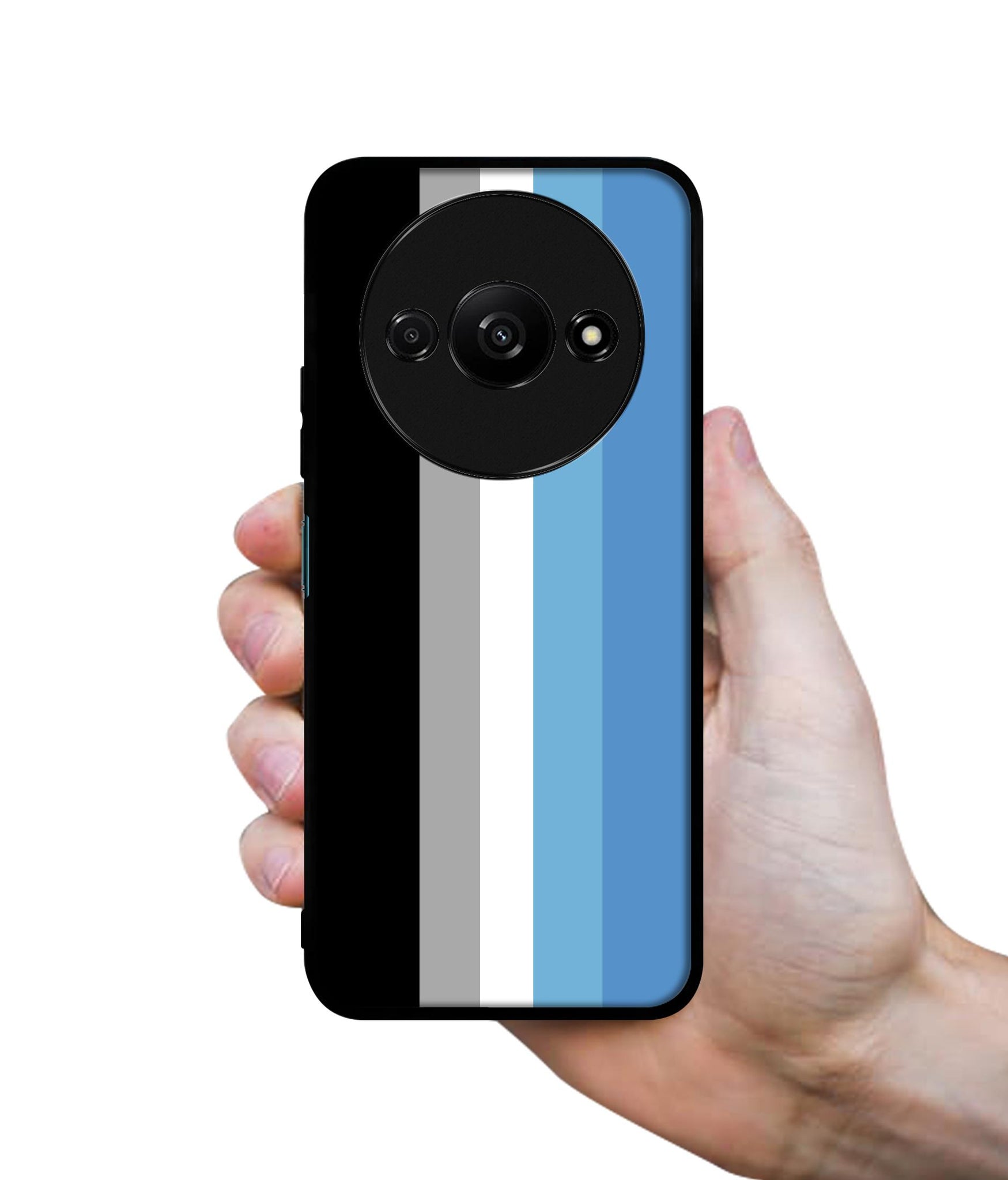 White and Blue Lines Design Designer 2D Printed Back Case Cover for Mi Redmi A3 4G / Poco C61 4G