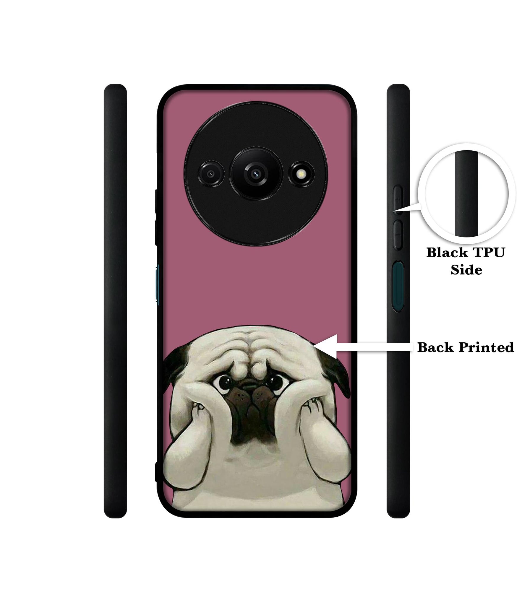 Cute Pug Holding Big Cheeks Design Designer 2D Printed Back Case Cover for Mi Redmi A3 4G / Poco C61 4G