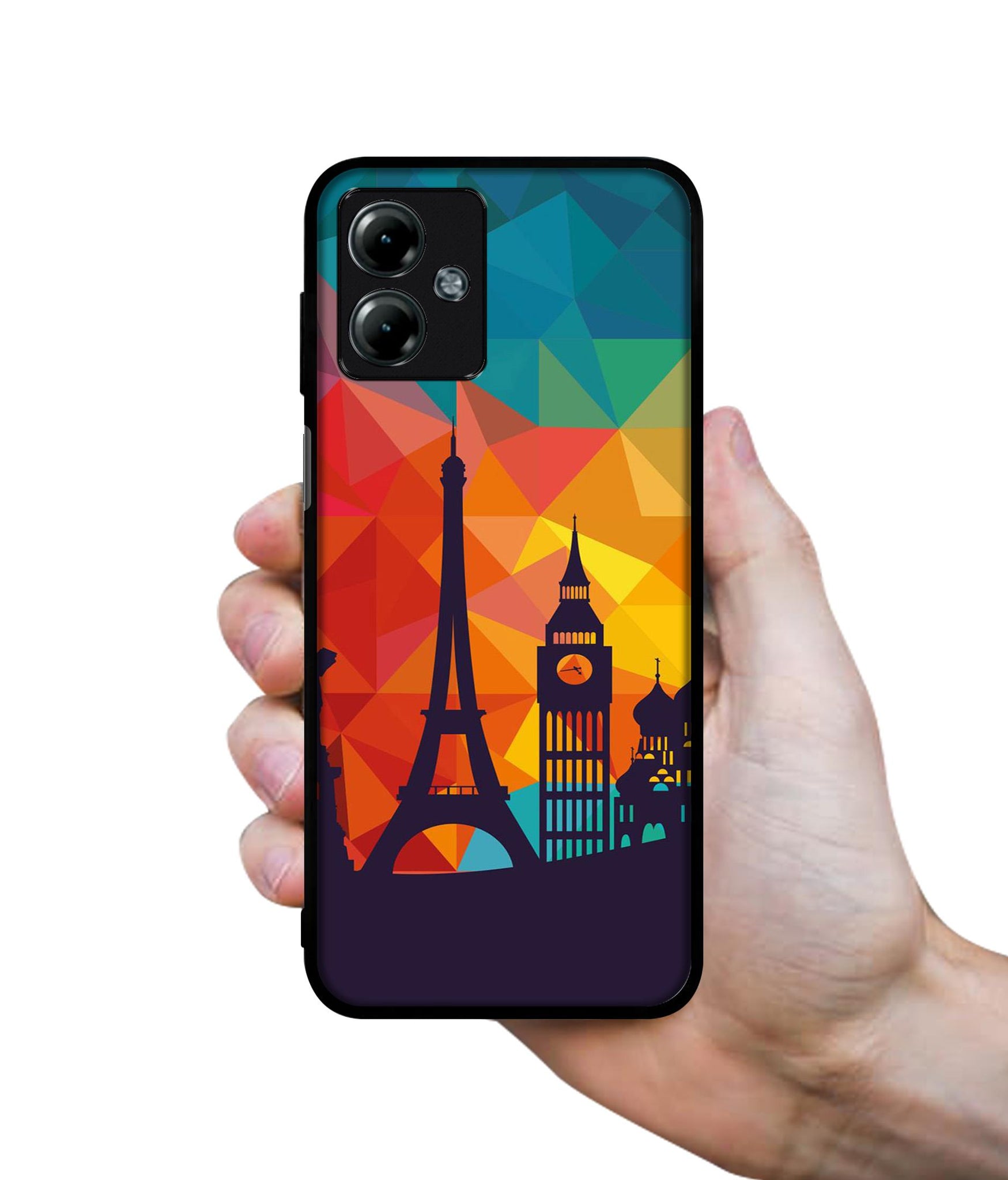 Colored Paris Design Designer 2D Printed Back Case Cover for Motorola Moto G14 4G
