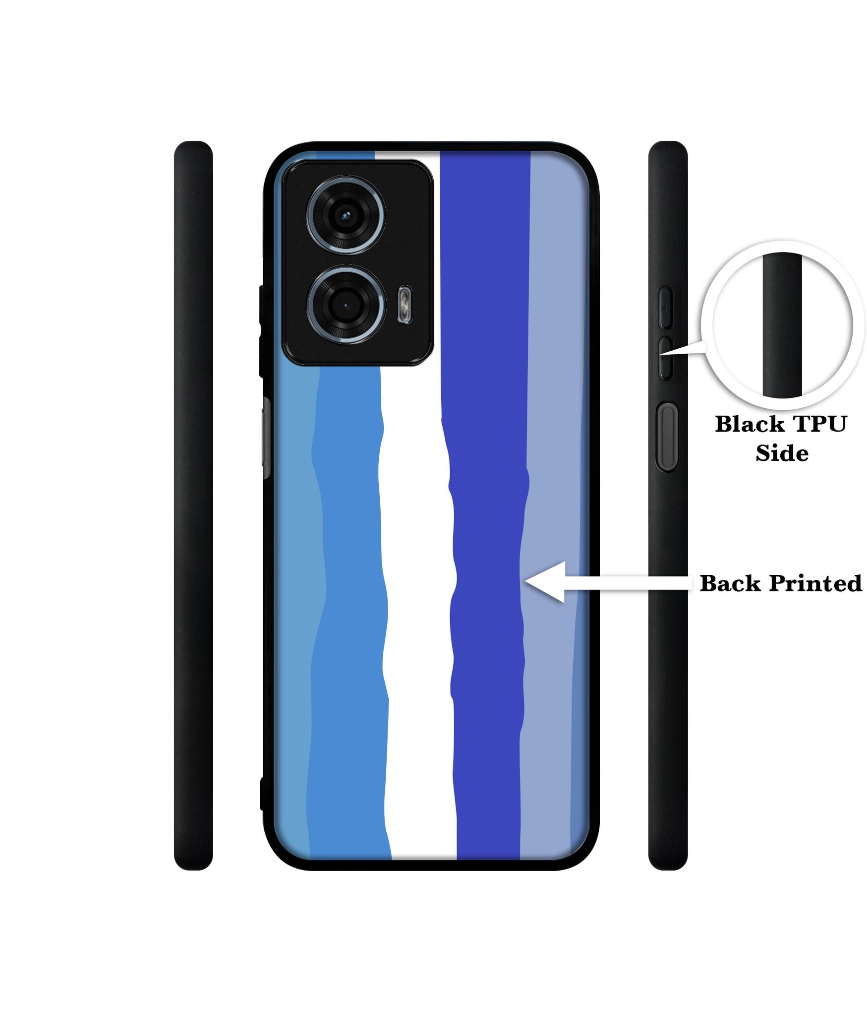 Blue Stripes Rainbow Design Designer 2D Printed Back Case Cover for Motorola Moto G34 5G / G45 5G