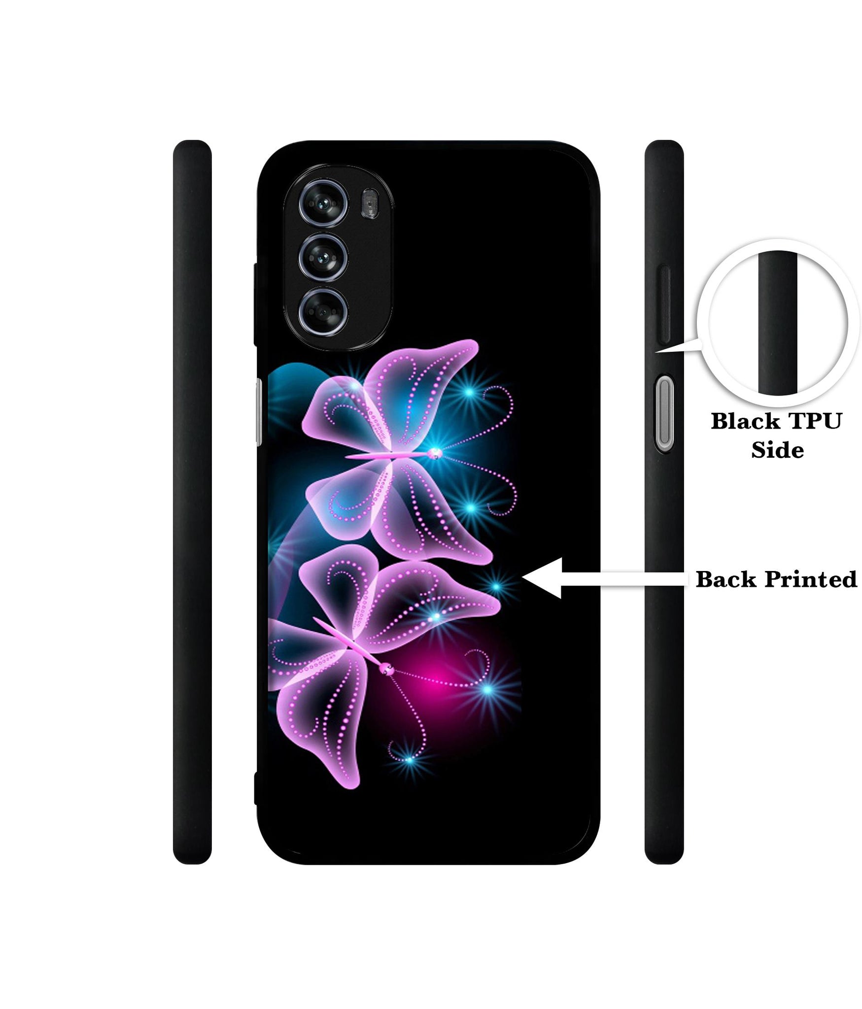 Butterflies Neon Light Design Designer 2D Printed Back Case Cover for Motorola Moto G62 5G