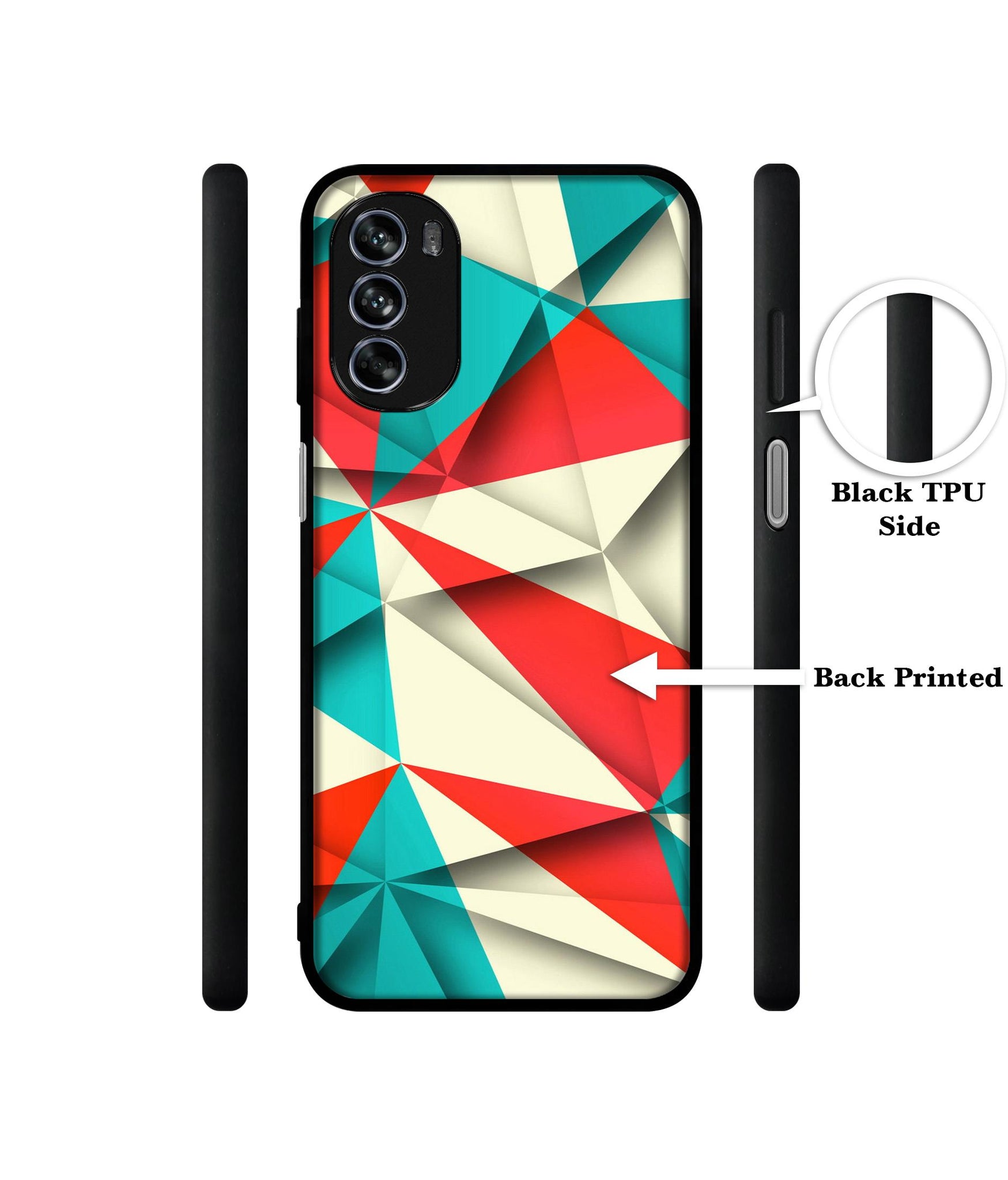 Red Blue White Pattern Design Designer 2D Printed Back Case Cover for Motorola Moto G62 5G