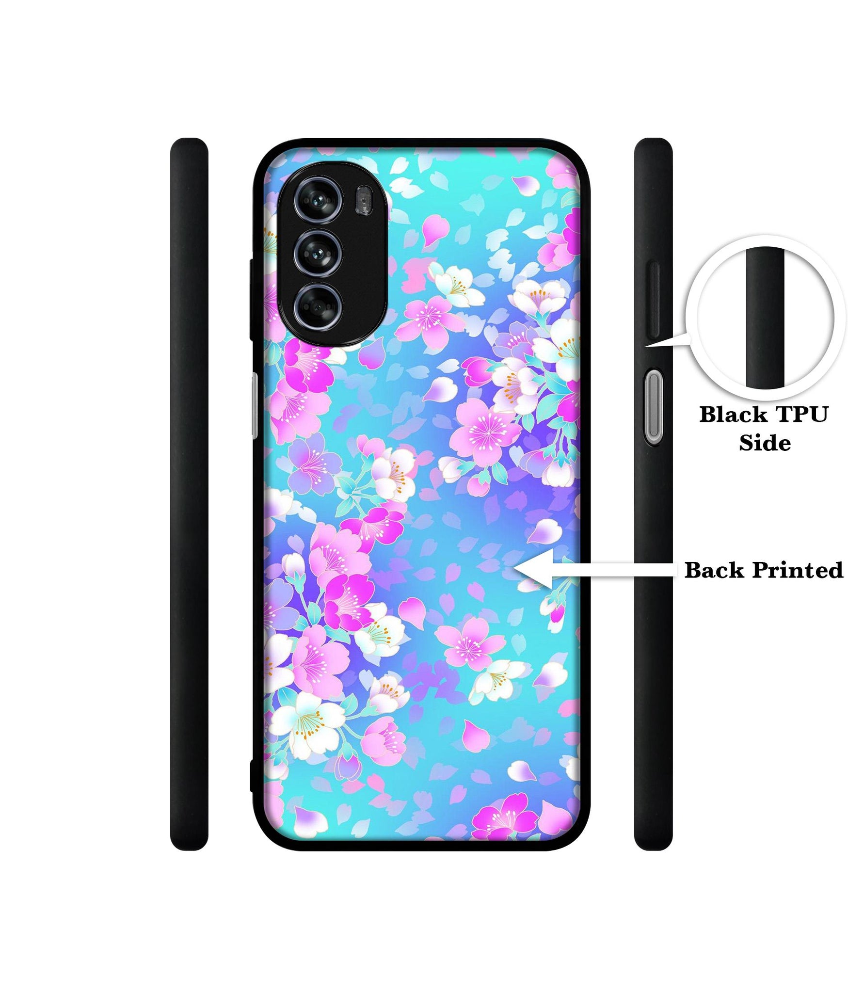 Floral Blue Pattern Design Designer 2D Printed Back Case Cover for Motorola Moto G62 5G