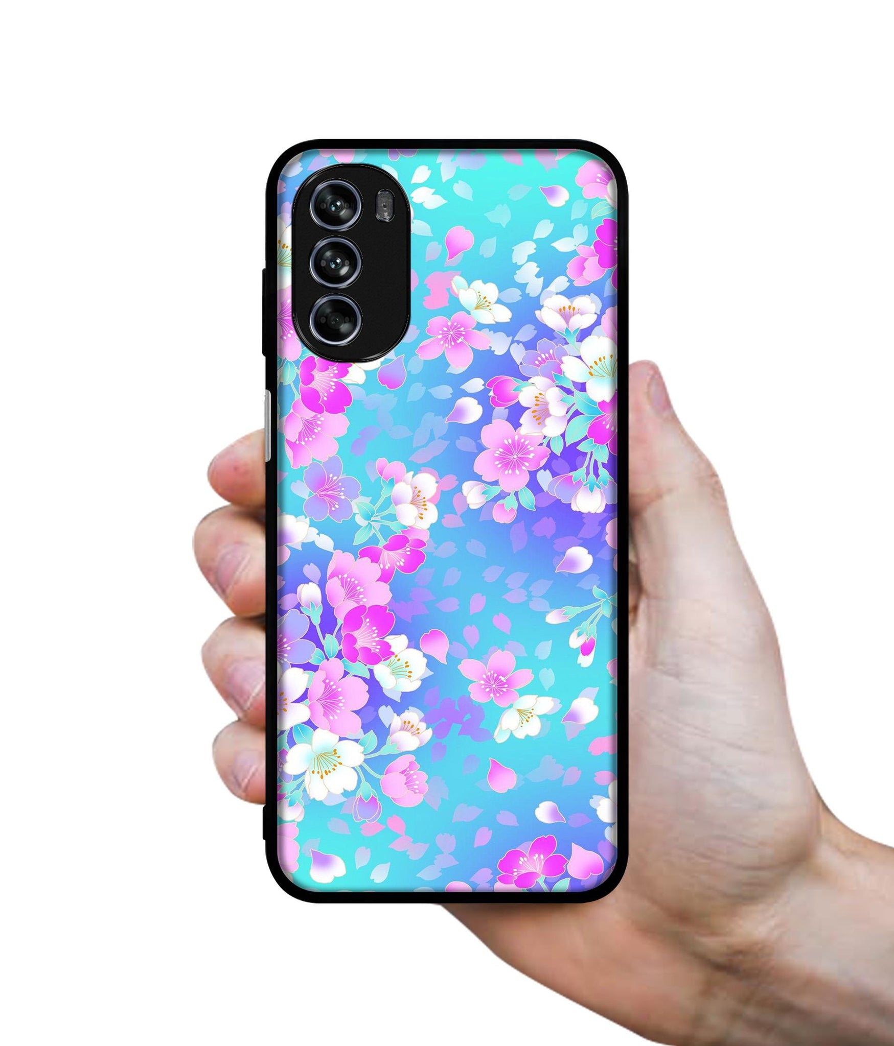 Floral Blue Pattern Design Designer 2D Printed Back Case Cover for Motorola Moto G62 5G