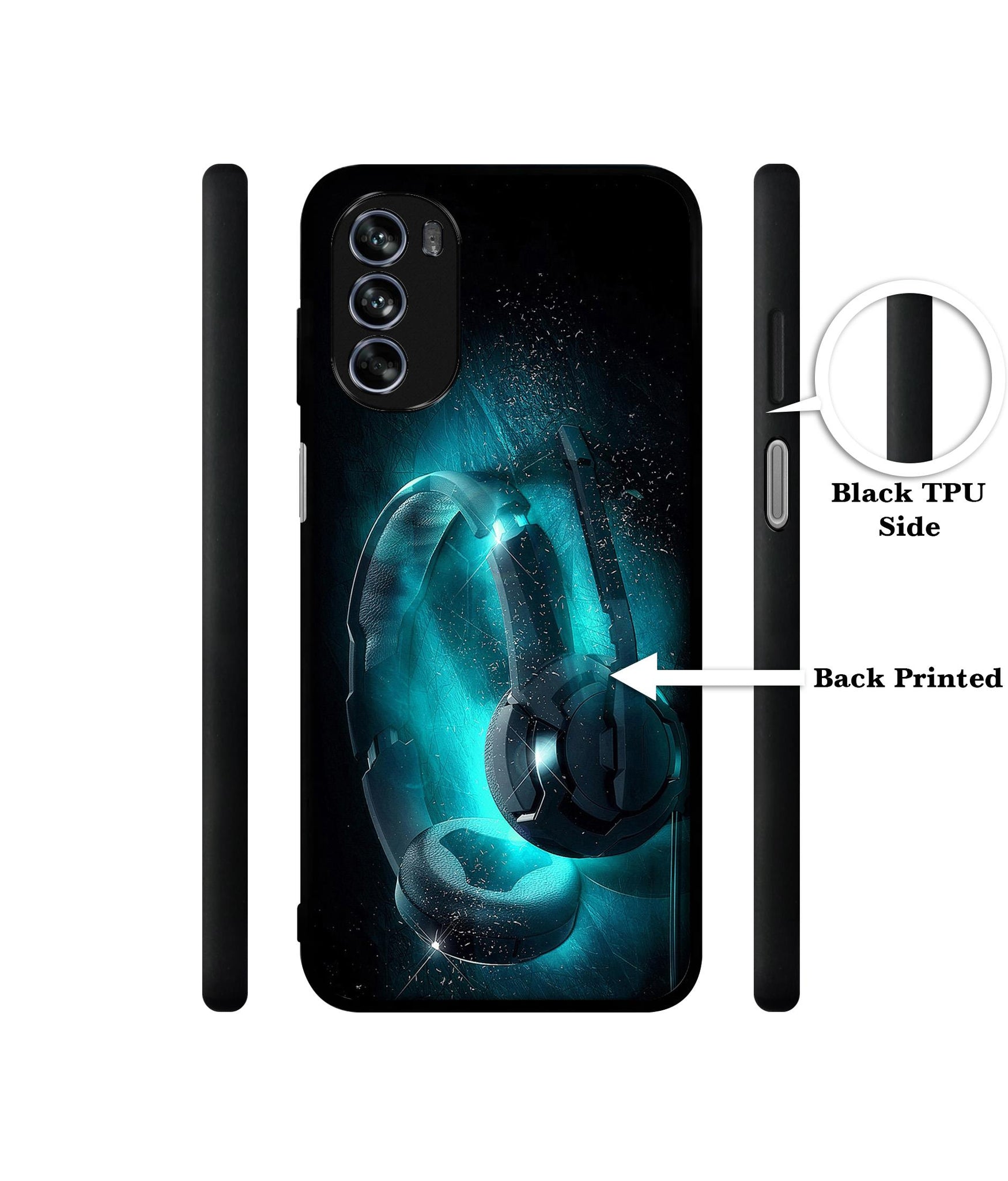 Cool Headphone Design Designer 2D Printed Back Case Cover for Motorola Moto G62 5G