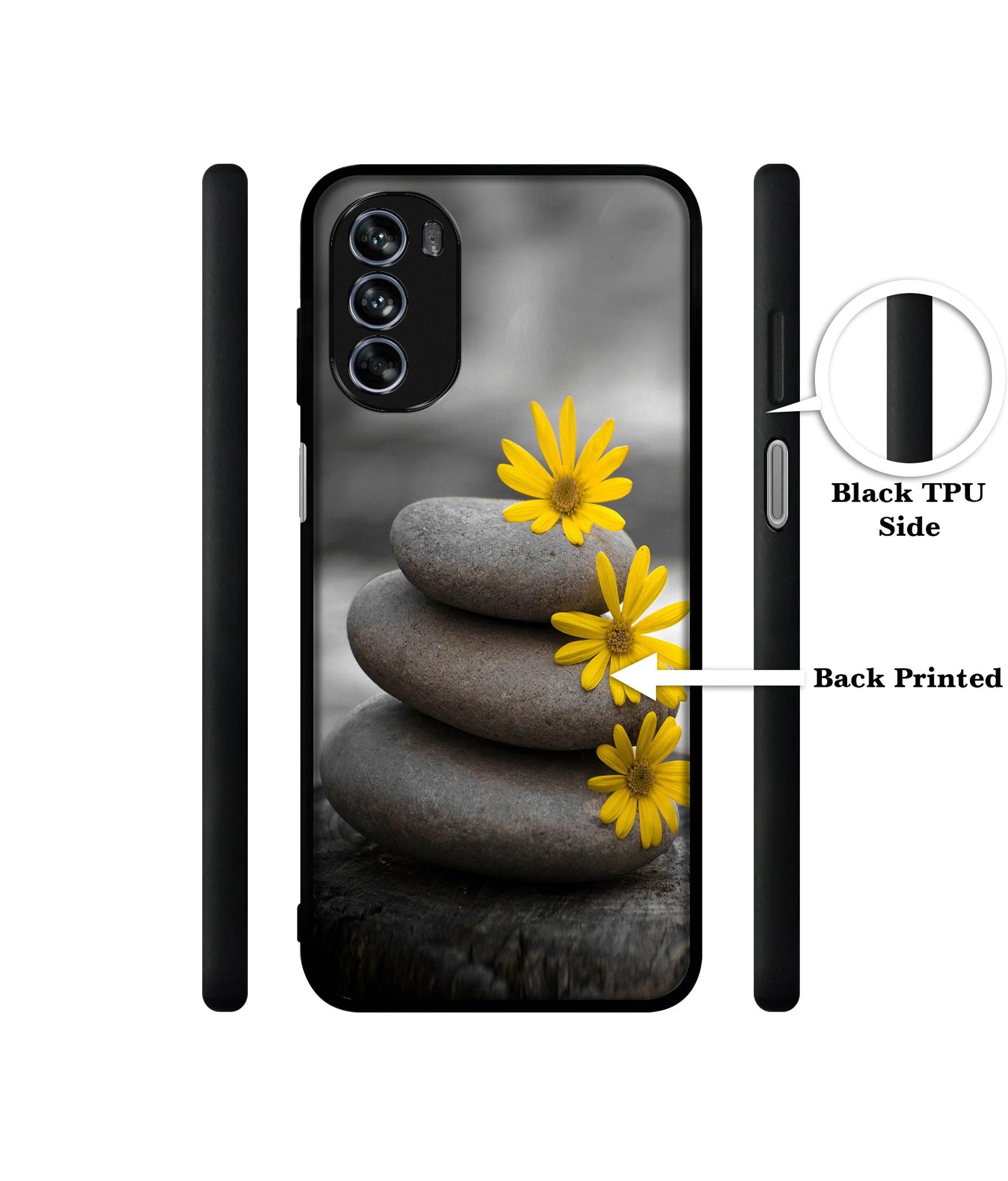 Stones And Flower Design Designer 2D Printed Back Case Cover for Motorola Moto G62 5G