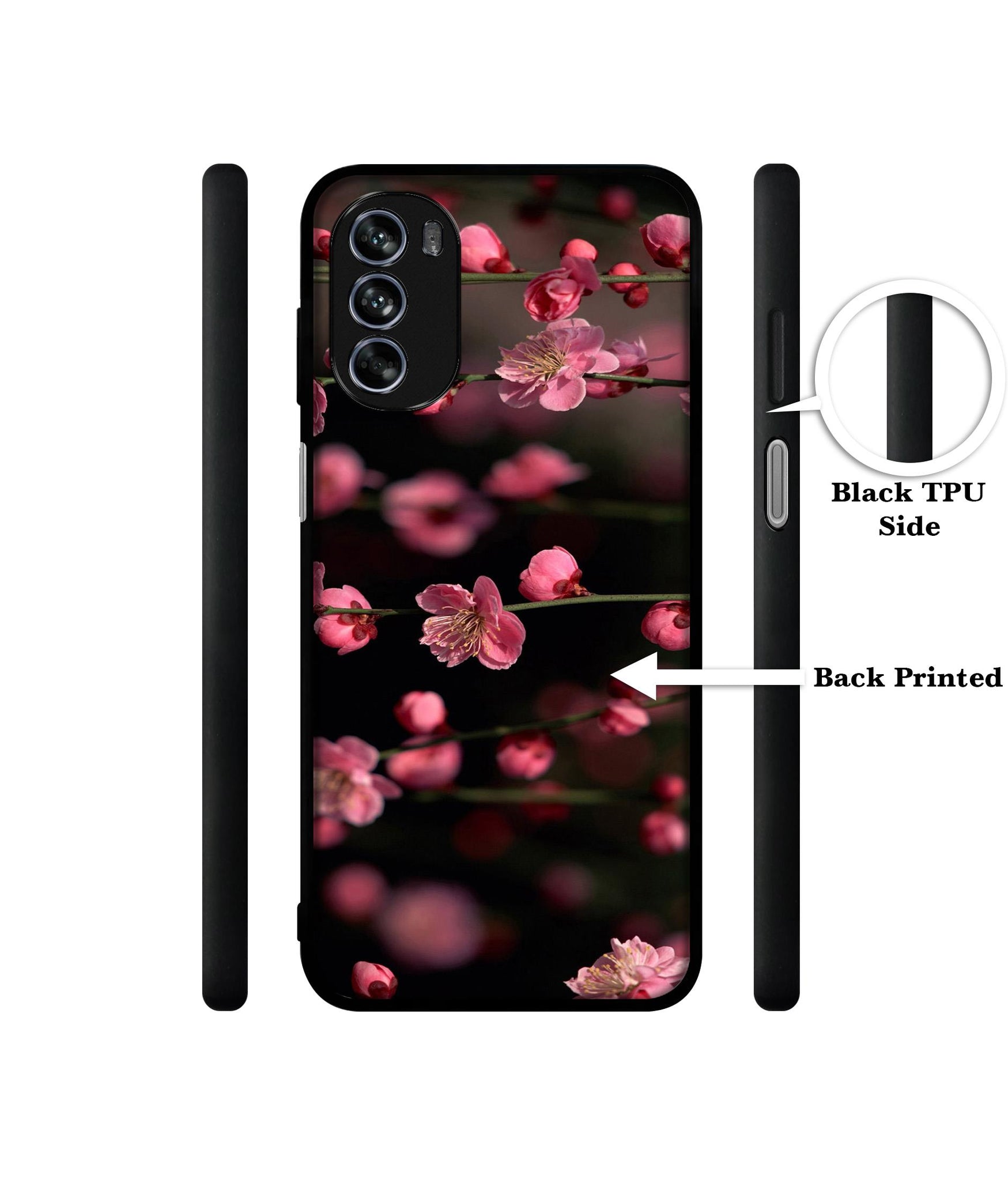 Pink Flowers Design Designer 2D Printed Back Case Cover for Motorola Moto G62 5G