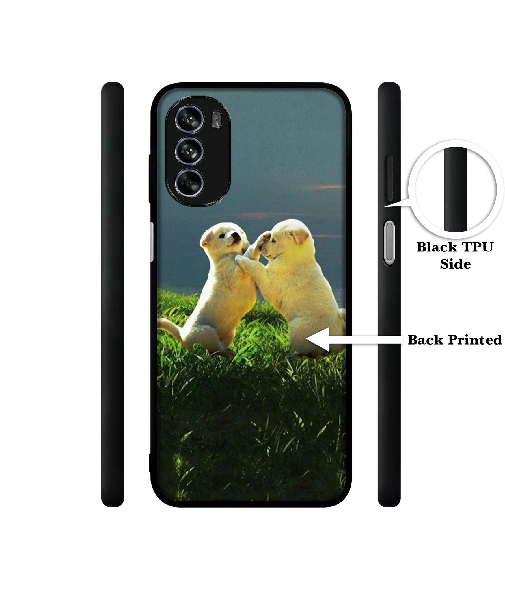 Puppy Couple Sunset Design Designer 2D Printed Back Case Cover for Motorola Moto G62 5G