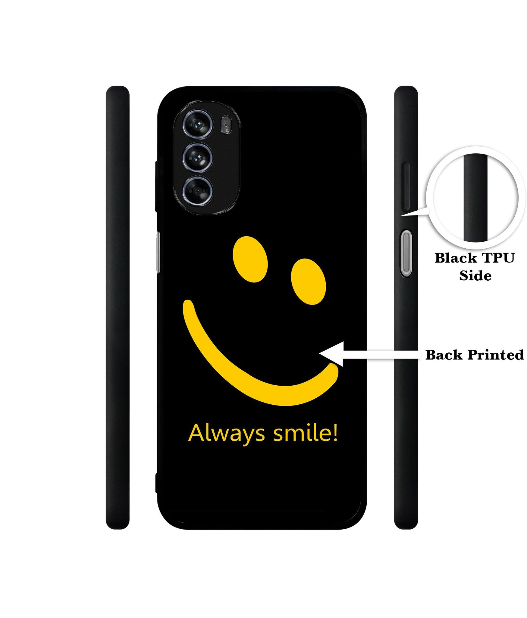 Always Smile Quote Design Designer 2D Printed Back Case Cover for Motorola Moto G62 5G