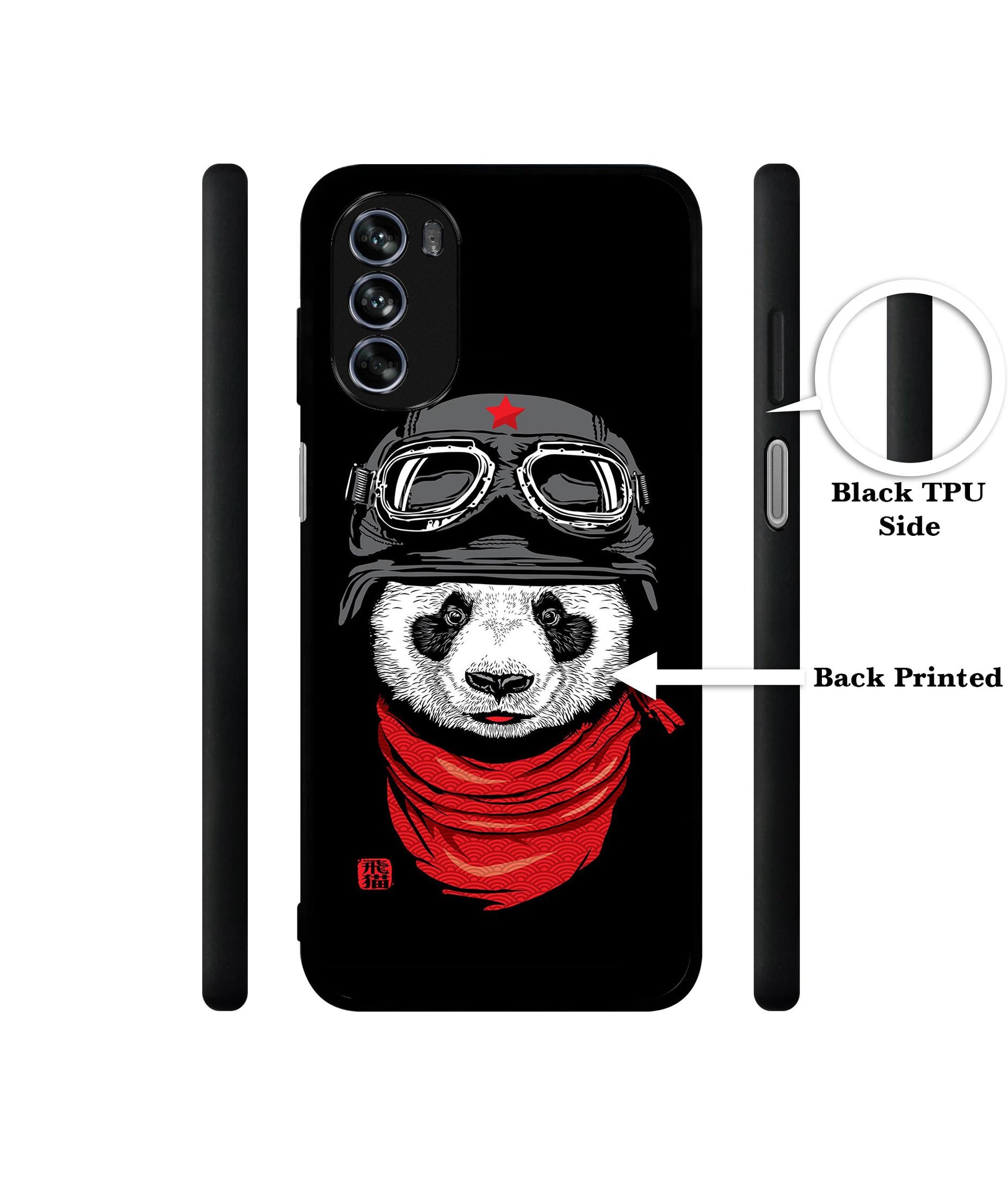 Biker Panda Design Designer 2D Printed Back Case Cover for Motorola Moto G62 5G