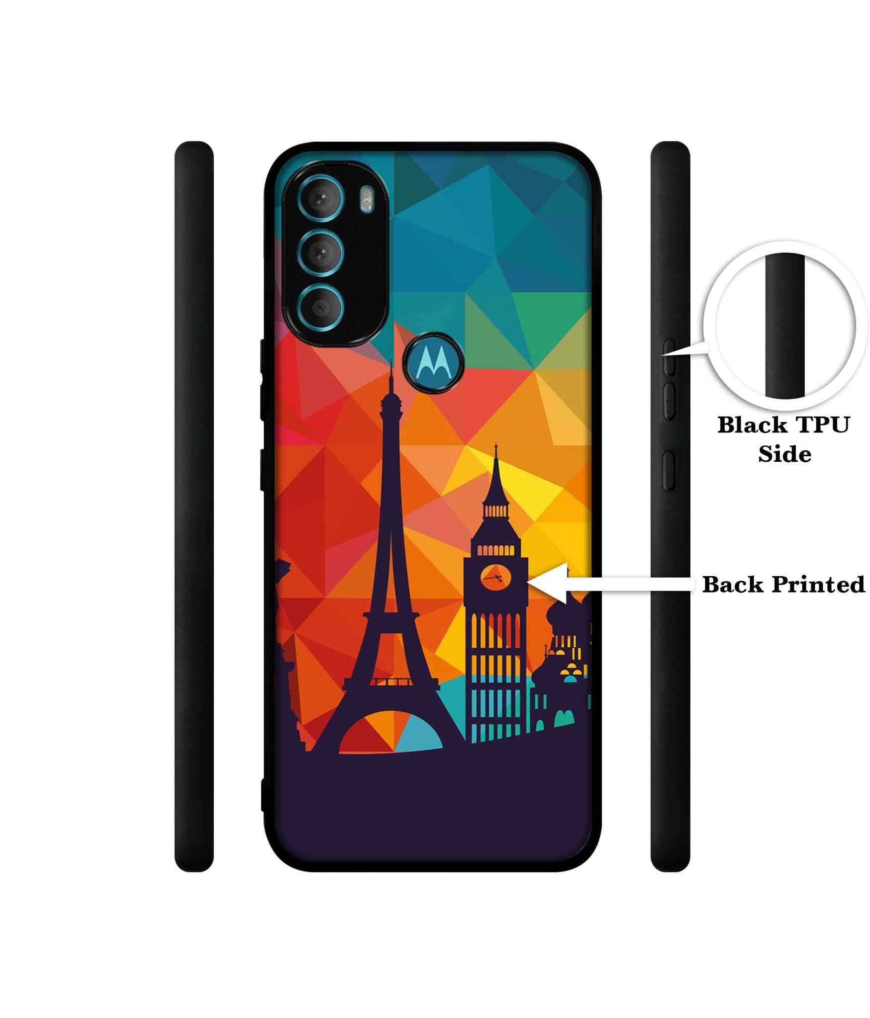 Colored Paris Design Designer 2D Printed Back Case Cover for Motorola Moto G71 5G