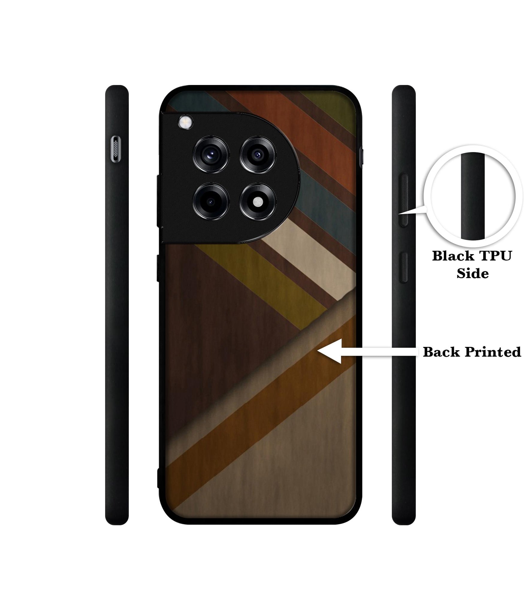 Colorful Wooden Pattern Design Designer 2D Printed Back Case Cover for OnePlus 12R 5G