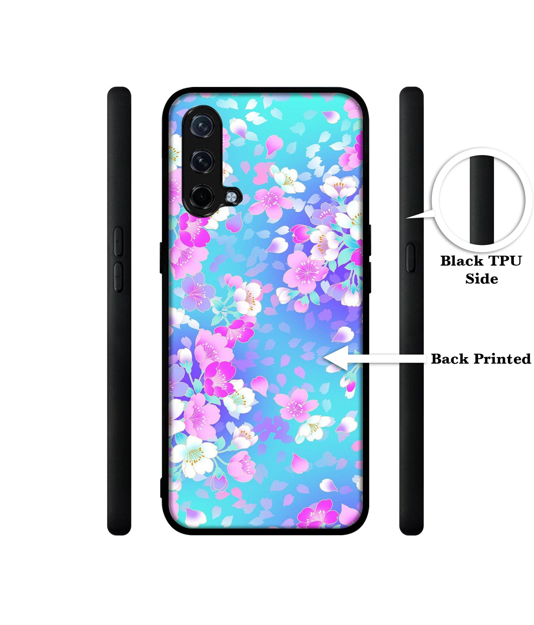 Floral Blue Pattern Design Designer 2D Printed Back Case Cover for OnePlus Nord CE 5G
