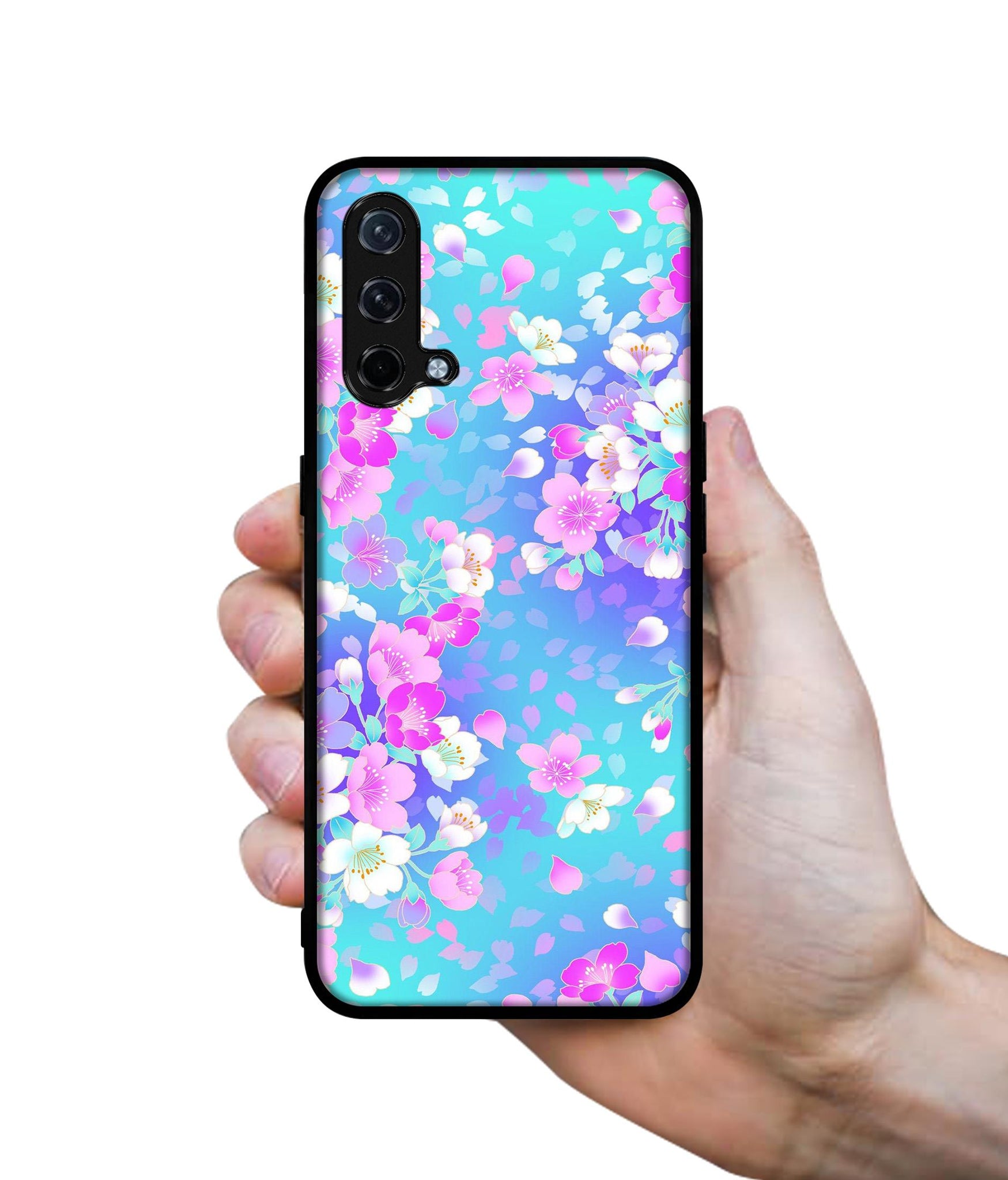 Floral Blue Pattern Design Designer 2D Printed Back Case Cover for OnePlus Nord CE 5G