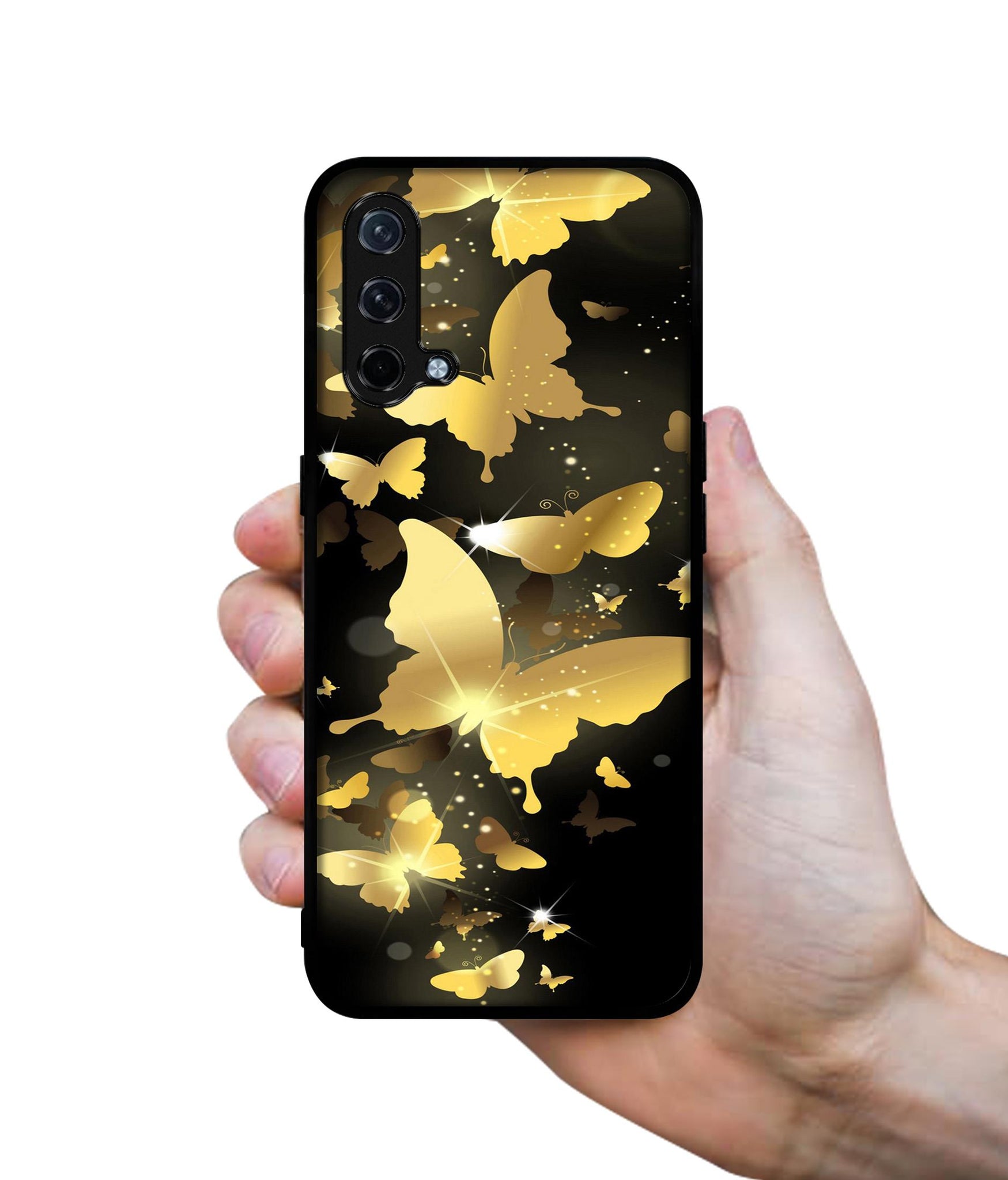 Golden Butterfly Pattern Design Designer 2D Printed Back Case Cover for OnePlus Nord CE 5G