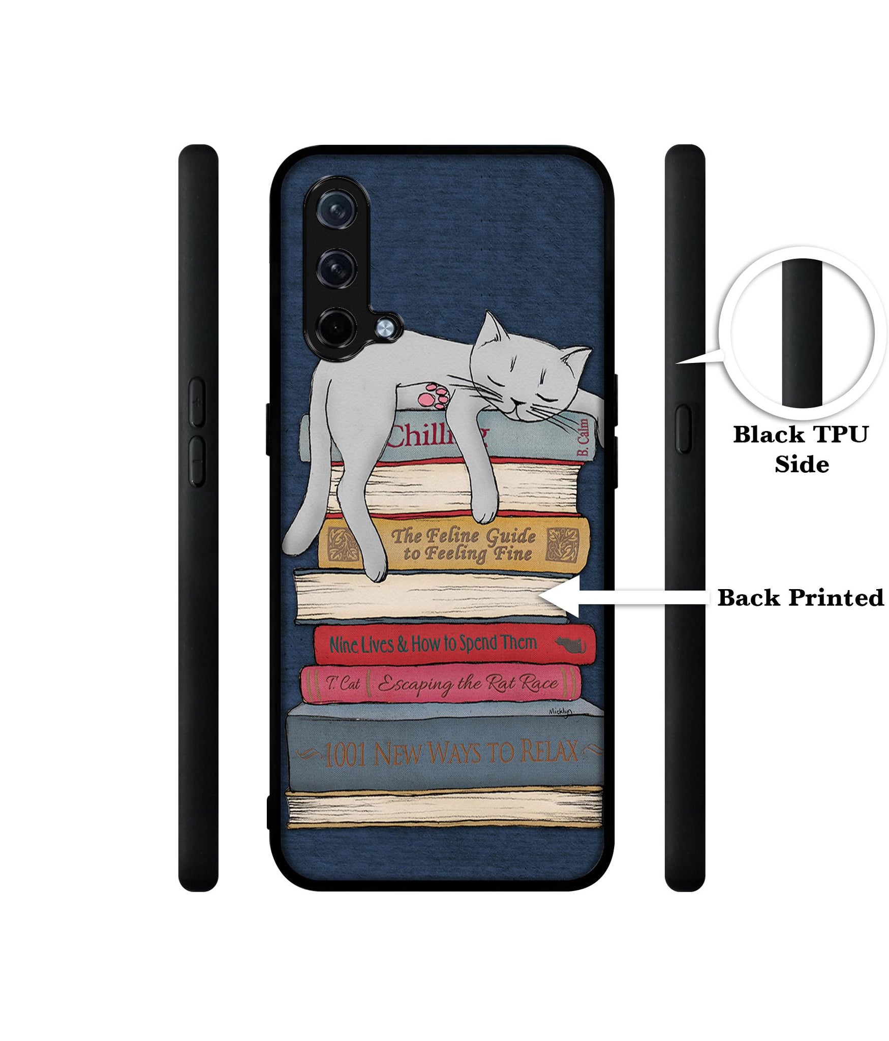 Cat Sleeping On The Books Design Designer 2D Printed Back Case Cover for OnePlus Nord CE 5G