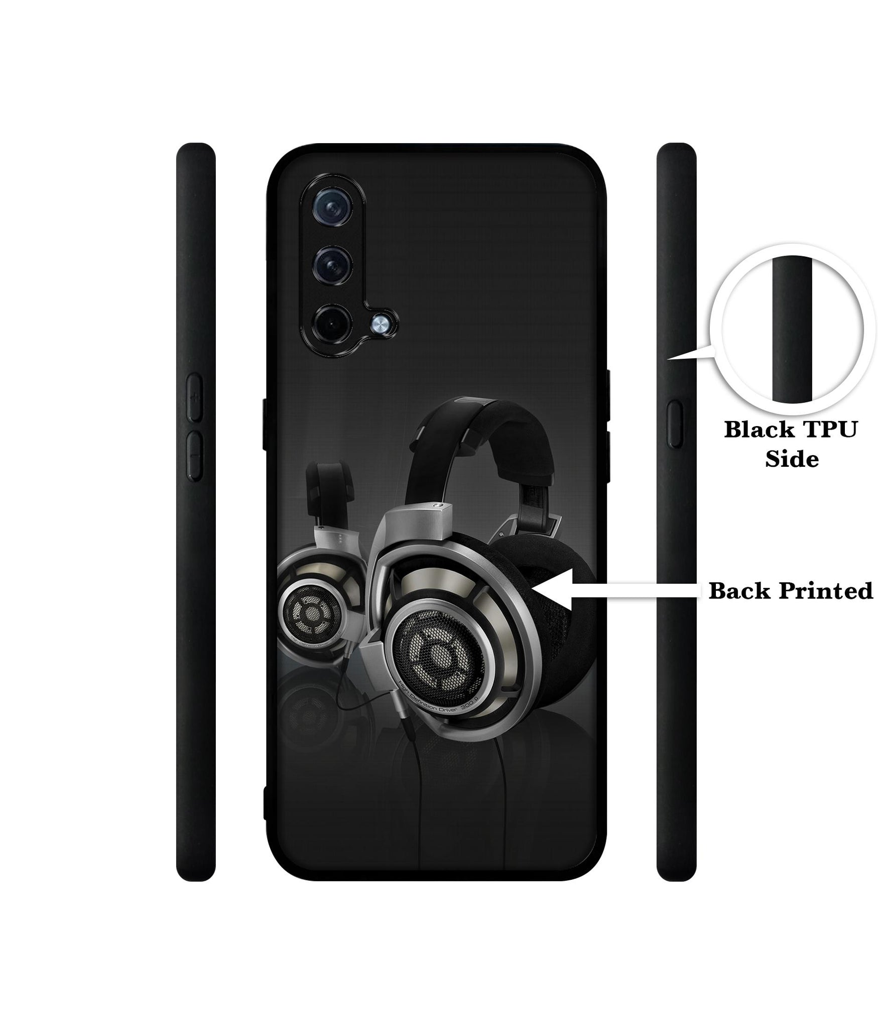 Head Phone Design Designer 2D Printed Back Case Cover for OnePlus Nord CE 5G