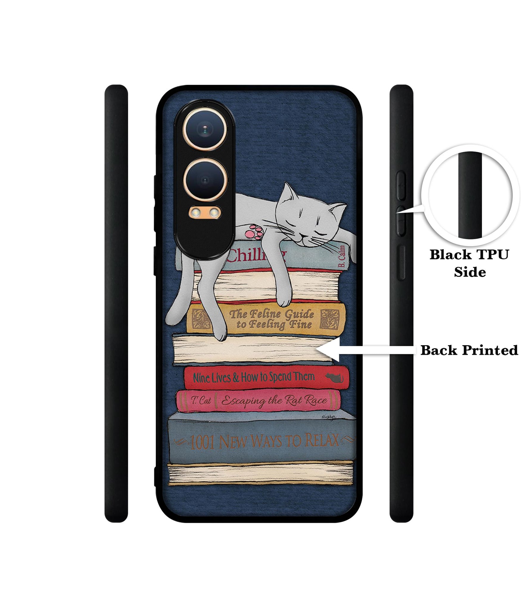 Cat Sleeping On The Books Design Designer 2D Printed Back Case Cover for OnePlus Nord CE4 Lite 5G