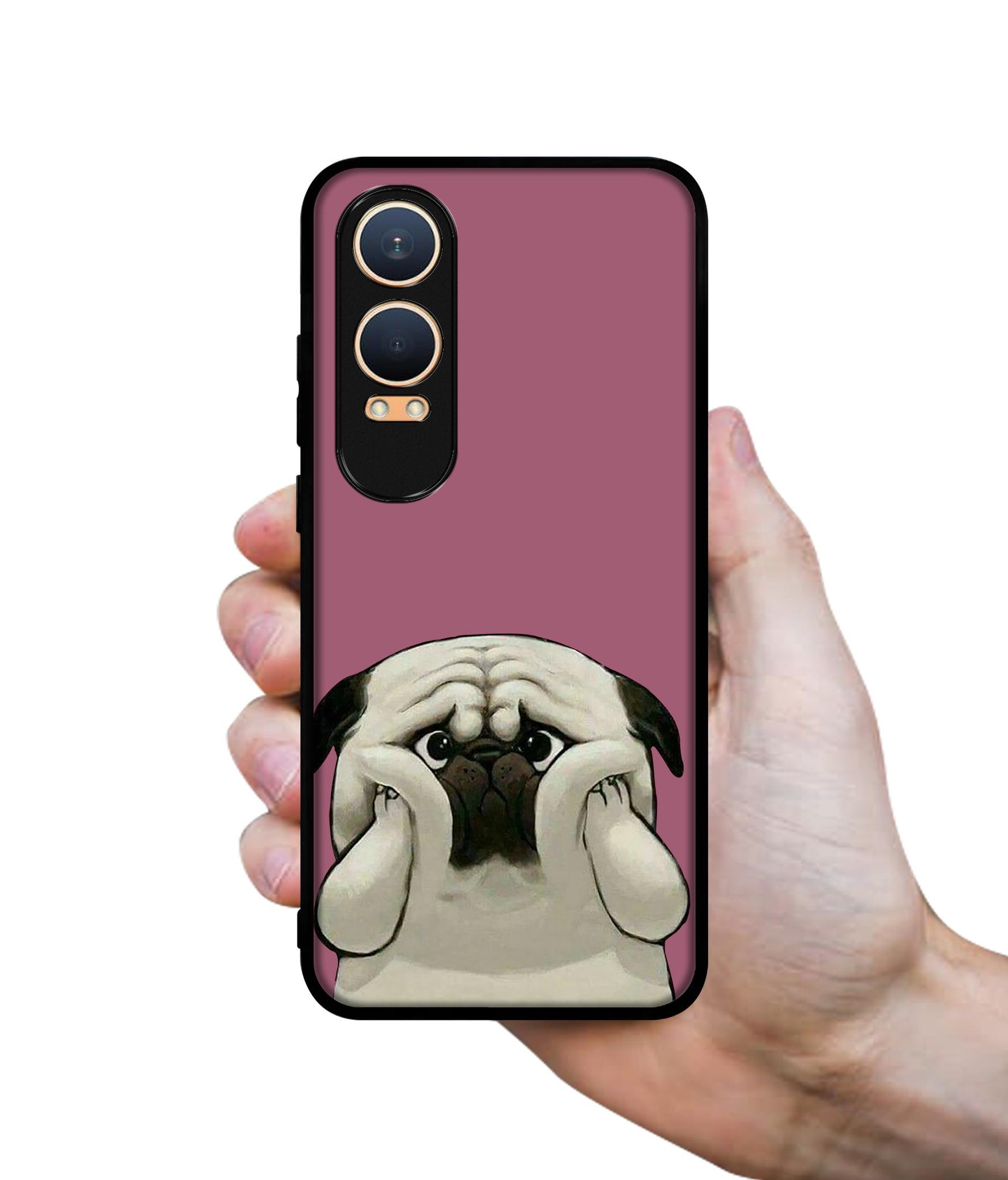 Cute Pug Holding Big Cheeks Design Designer 2D Printed Back Case Cover for OnePlus Nord CE4 Lite 5G