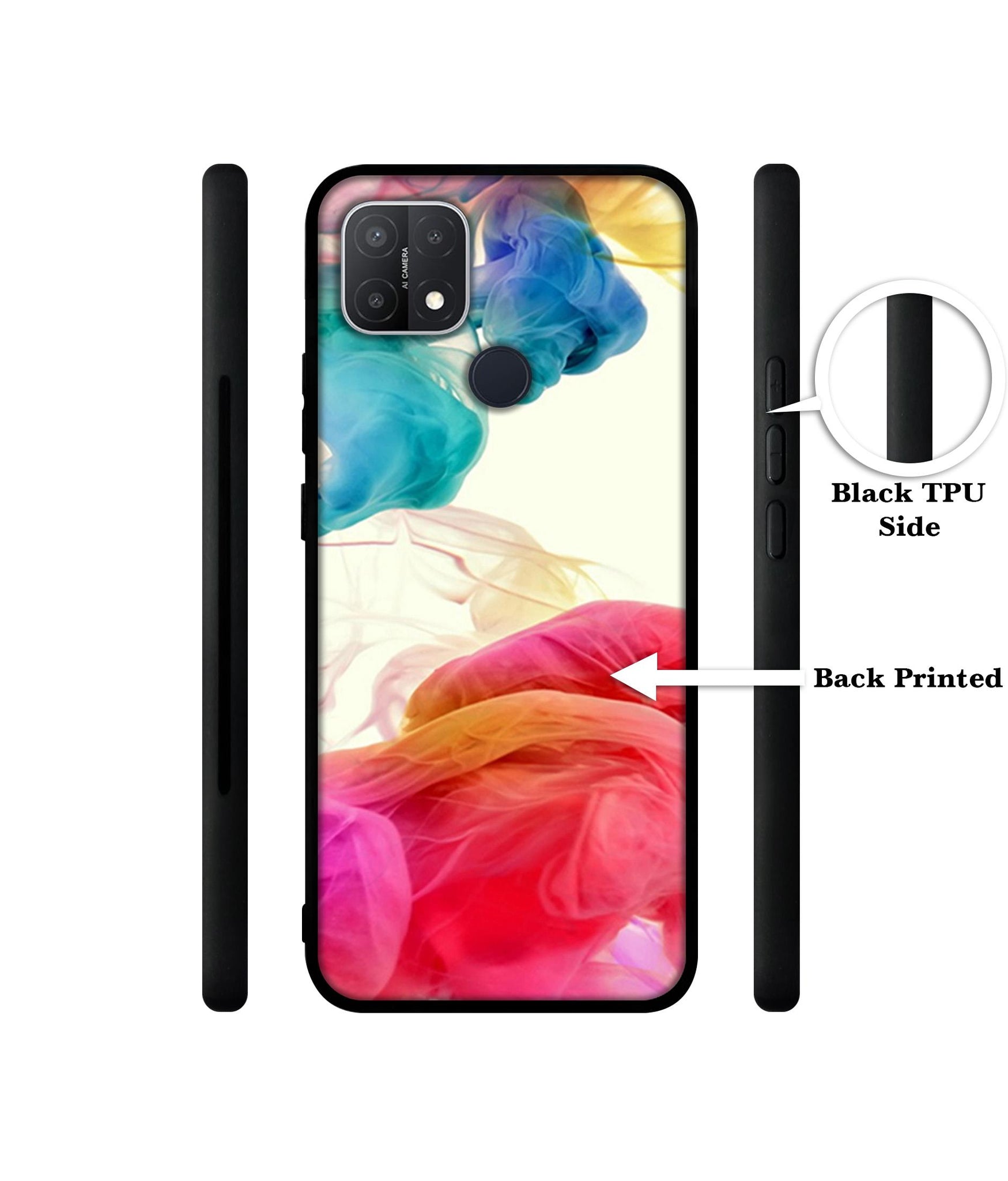 Colored Smoke Design Designer 2D Printed Back Case Cover for Oppo A15 4G / A15s 4G