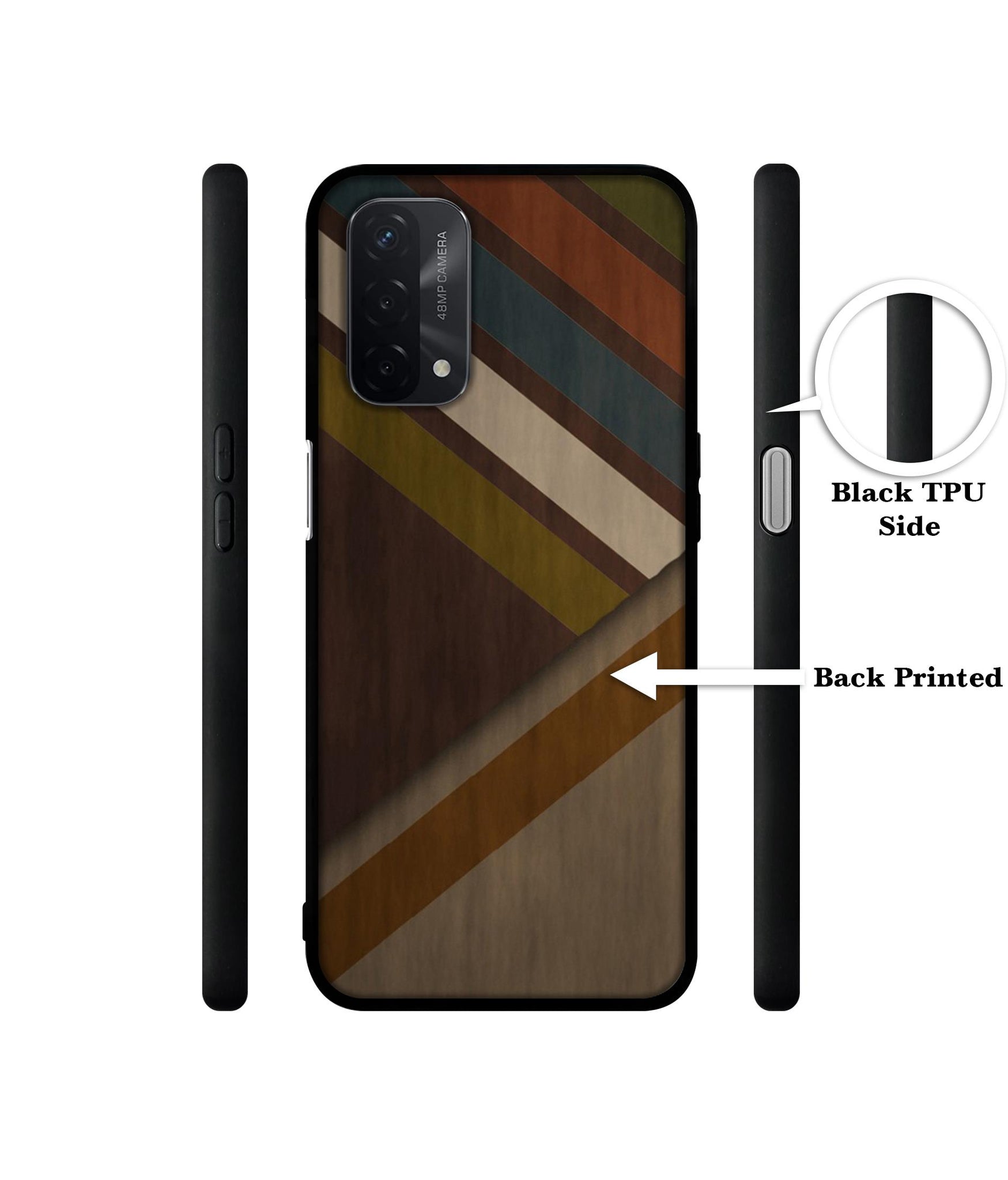 Colorful Wooden Pattern Design Designer 2D Printed Back Case Cover for Oppo A74 5G