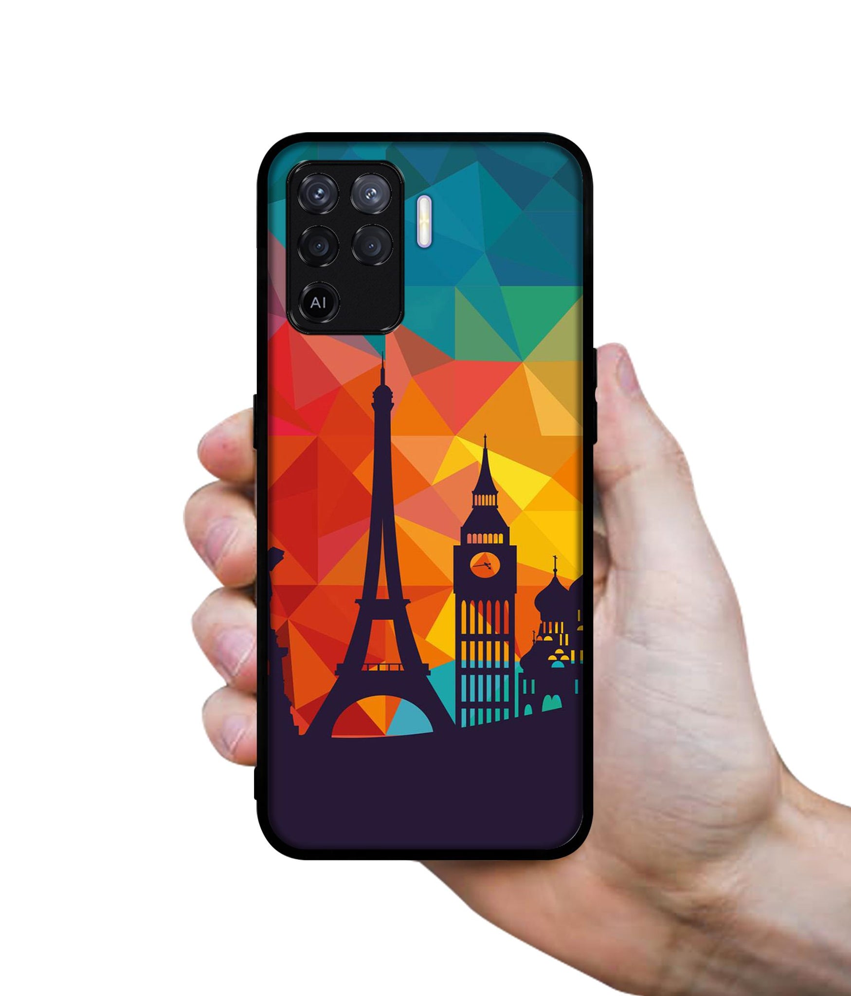 Colored Paris Design Designer 2D Printed Back Case Cover for Oppo F19 Pro 4G