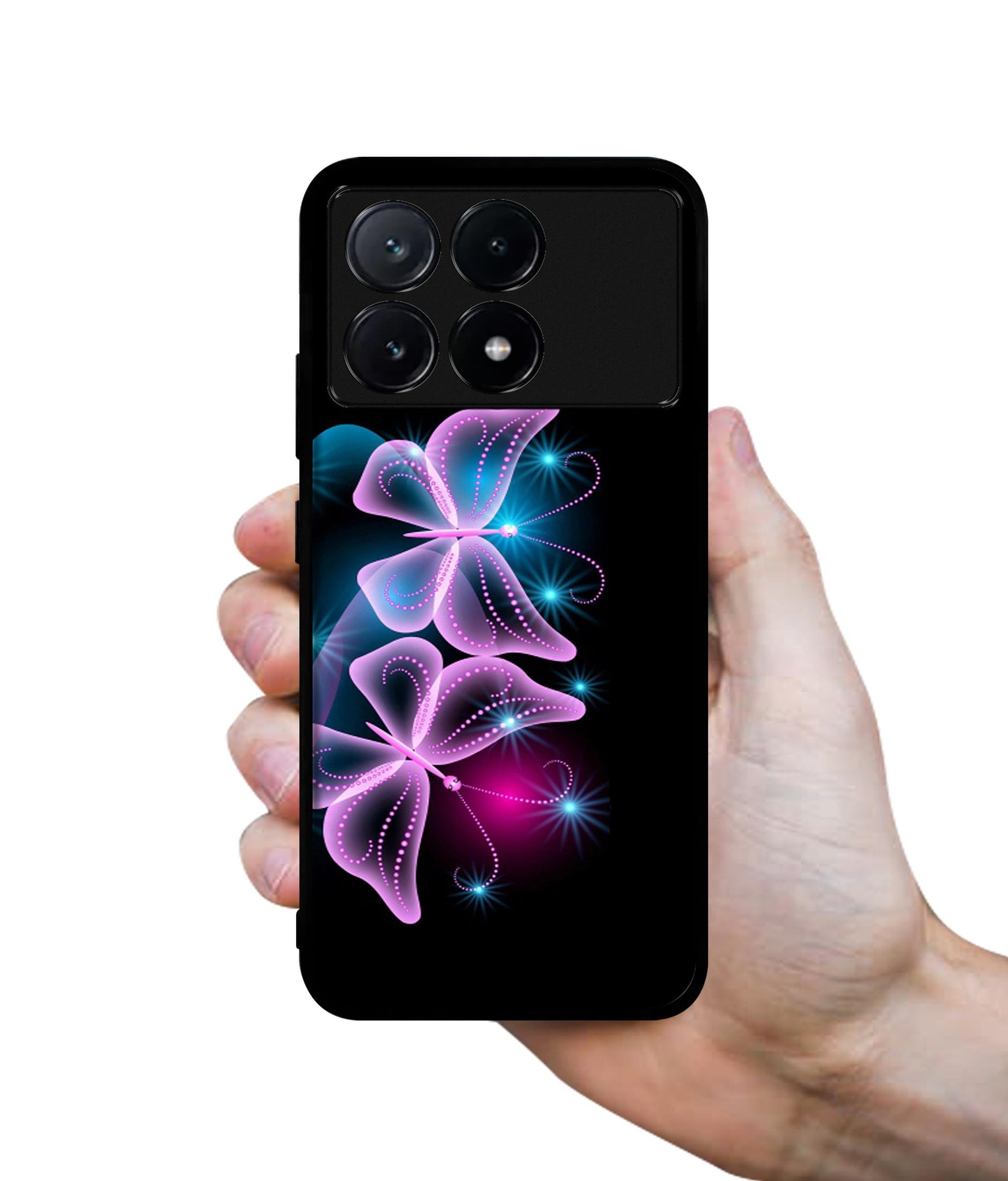 Butterflies Neon Light Design Designer 2D Printed Back Case Cover for Poco X6 Pro 5G / Mi Redmi K70E 5G