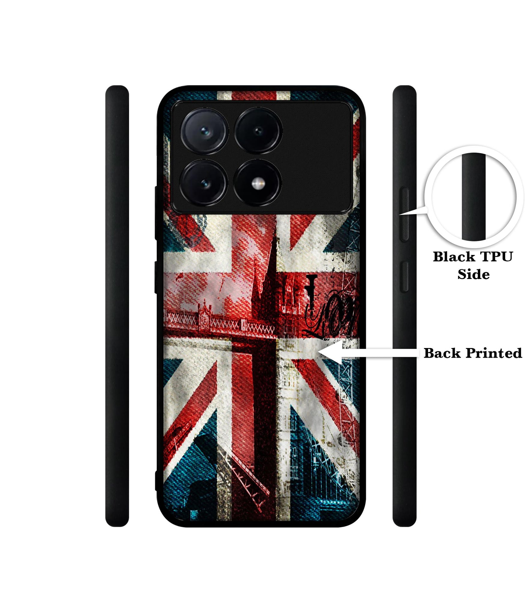 London Flag wallpaper Design Designer 2D Printed Back Case Cover for Poco X6 Pro 5G / Mi Redmi K70E 5G
